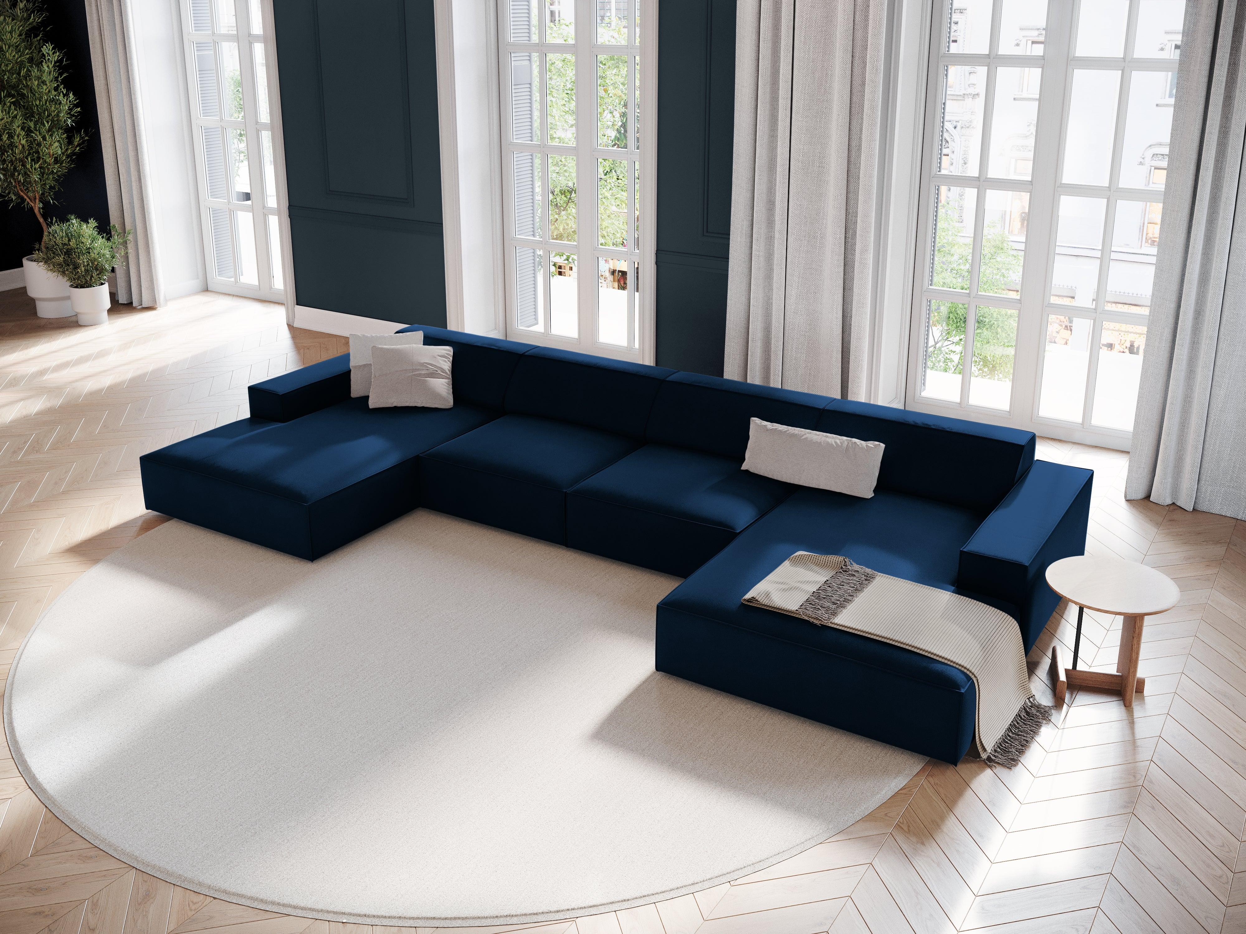 Sofa panoramiczna aksamitna JODIE granat królewski Micadoni Eye on Design