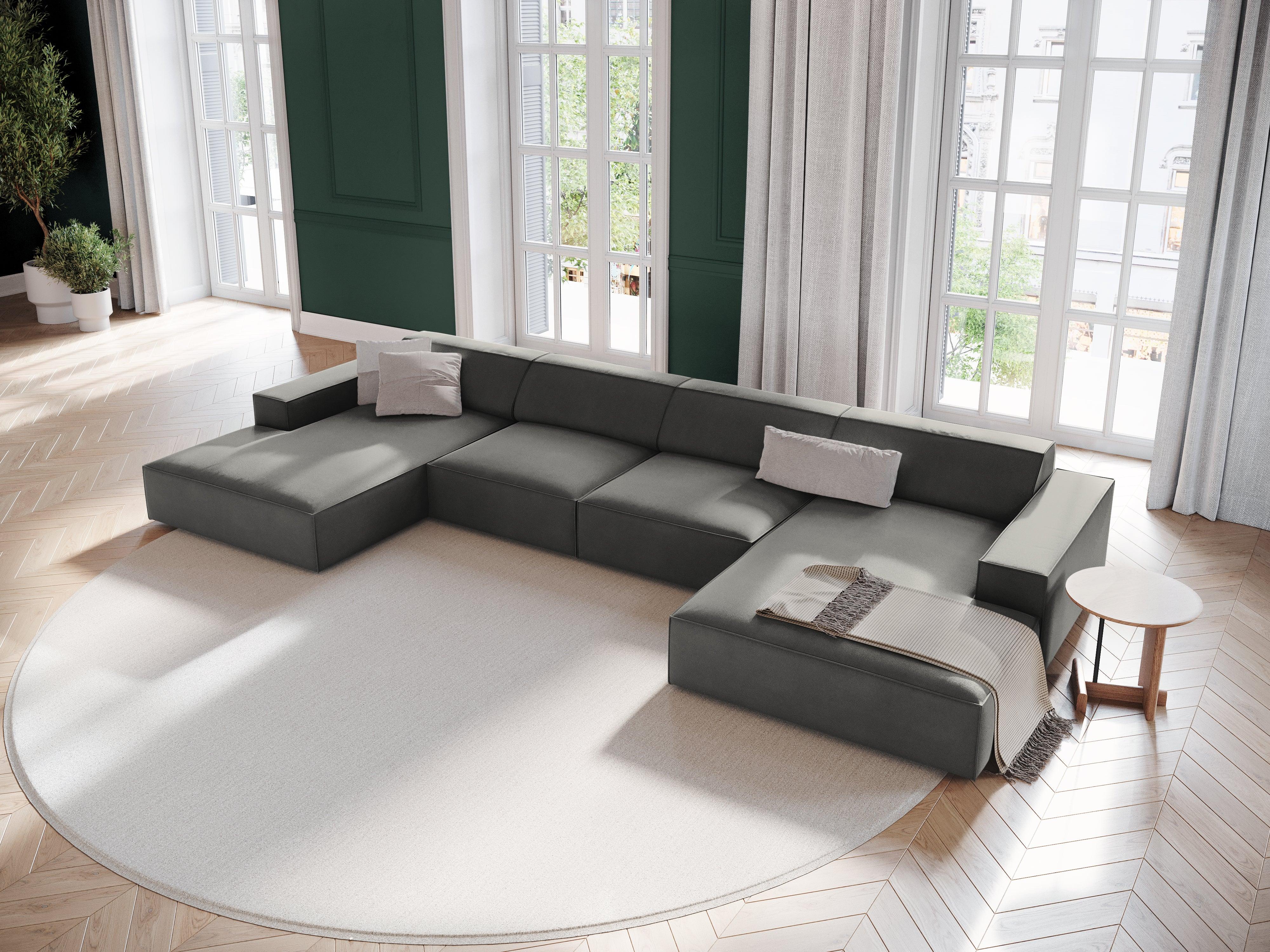 Sofa panoramiczna aksamitna JODIE jasnoszary Micadoni Eye on Design