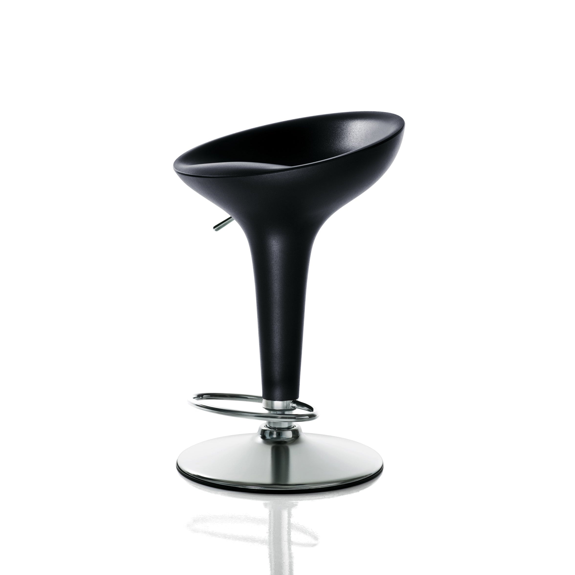 BOMBO black bar stool with adjustable chrome base