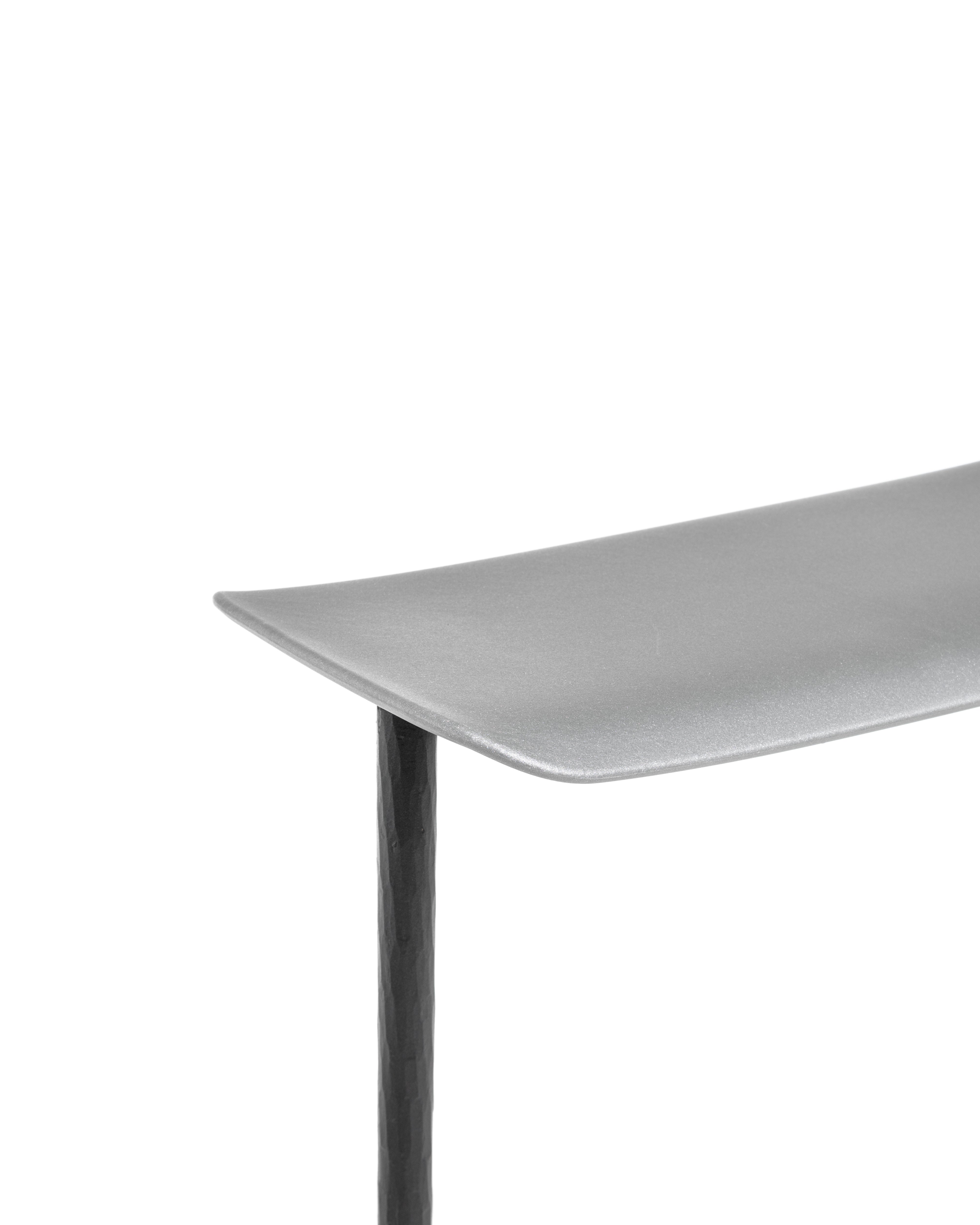 OFFICINA bar stool with anthracite base and metallic seat