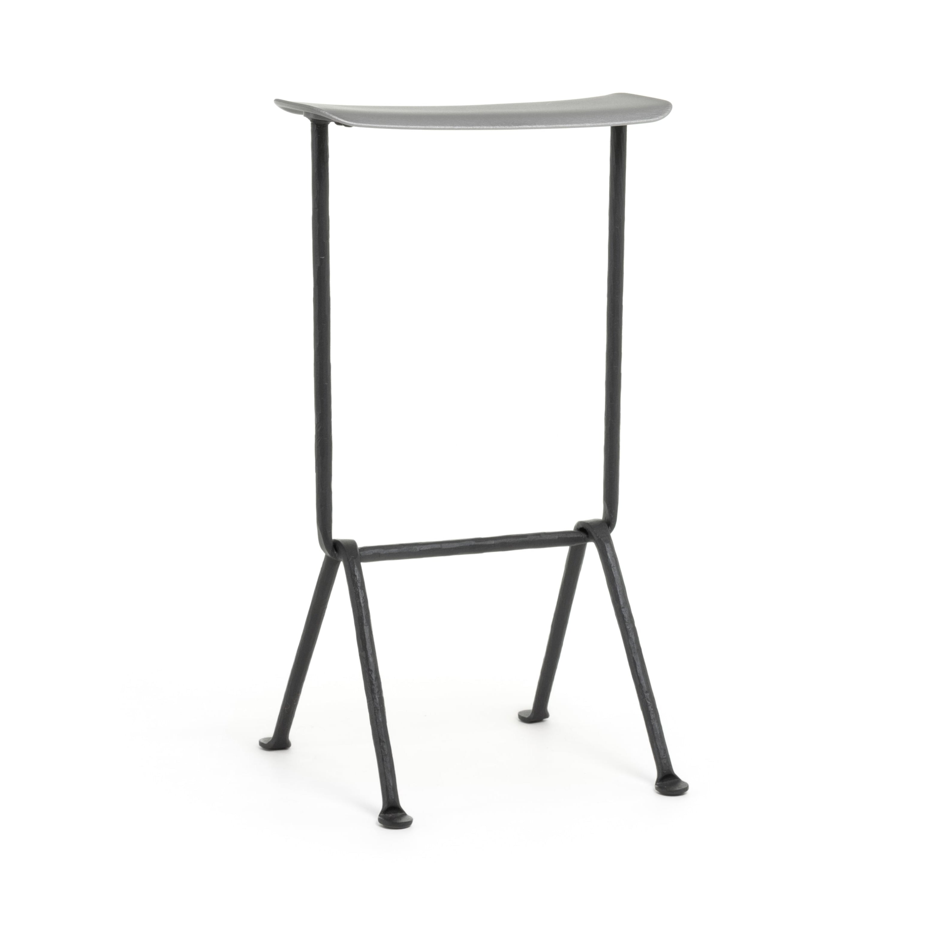 OFFICINA bar stool with anthracite base and metallic seat