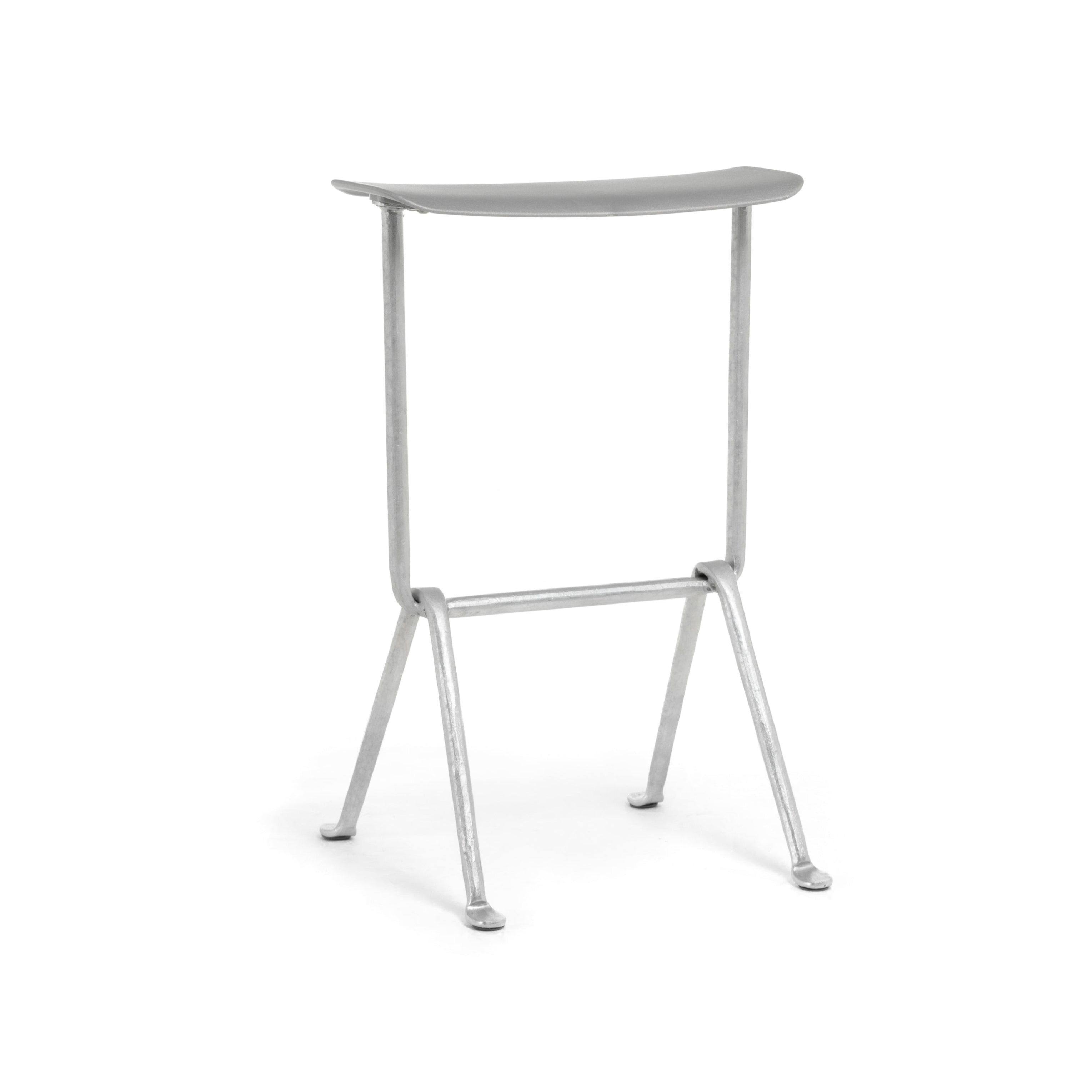 OFFICINA bar stool with a metal base and metallic seat