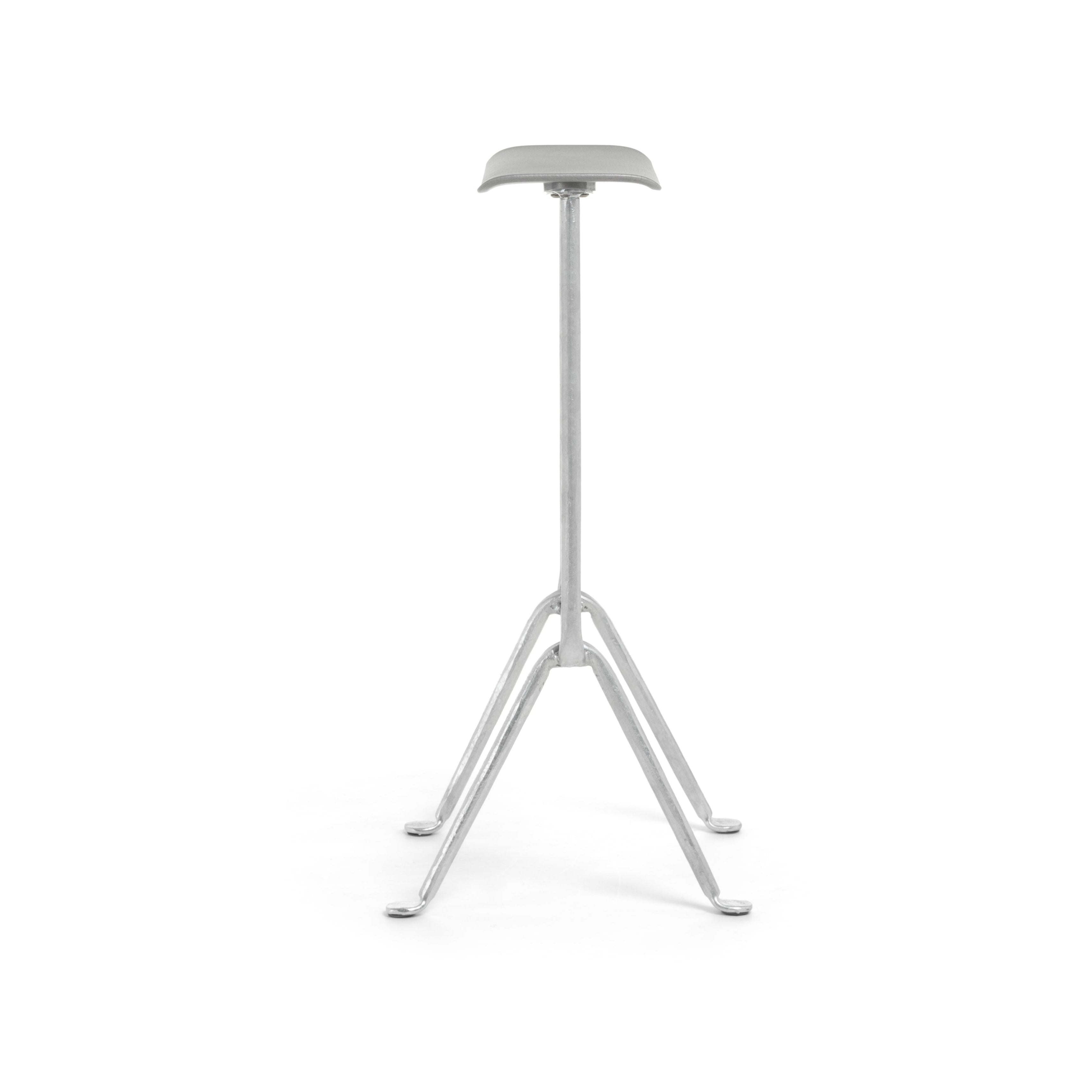 OFFICINA bar stool with a metal base and metallic seat
