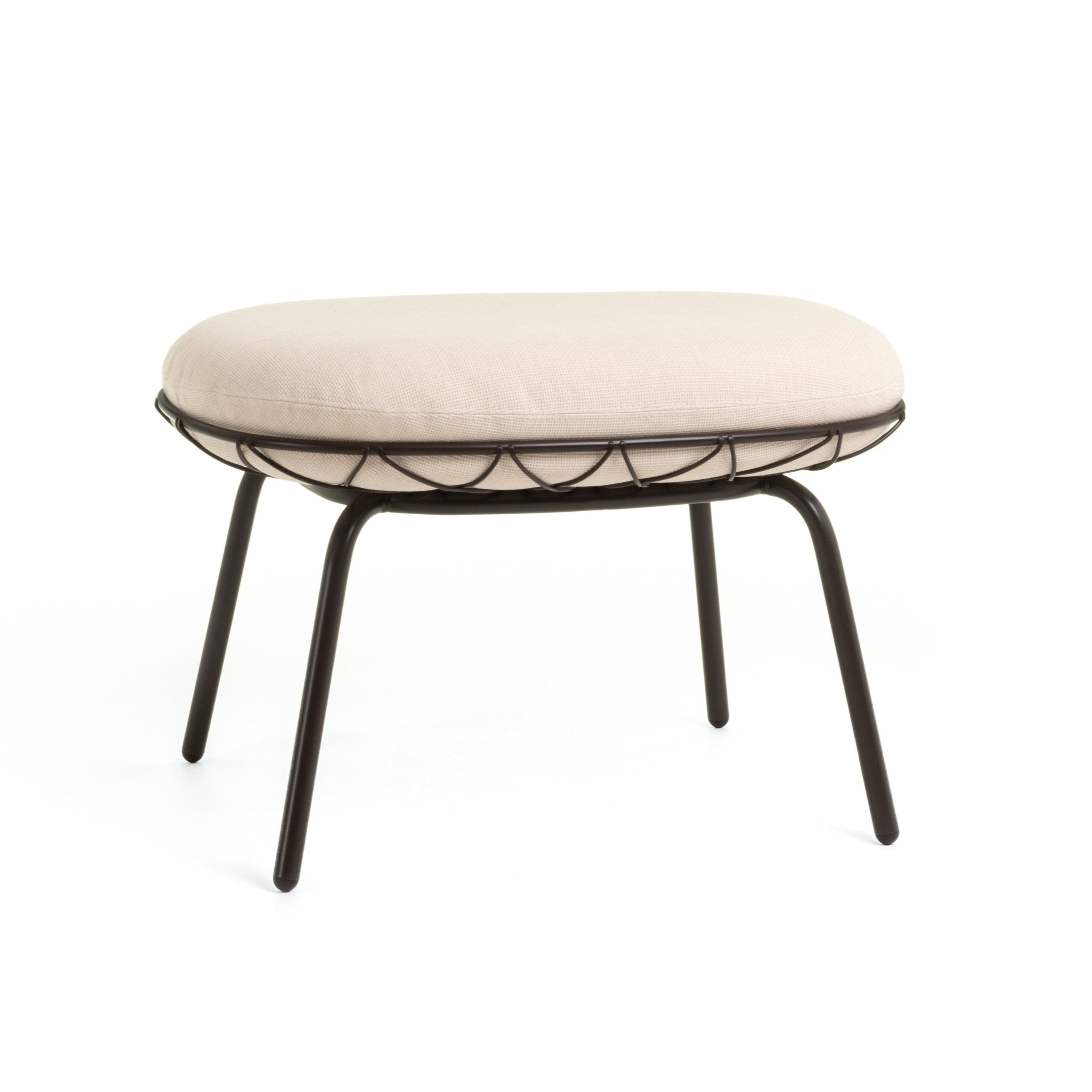 Outdoor pouf PIÑA cream with a black base