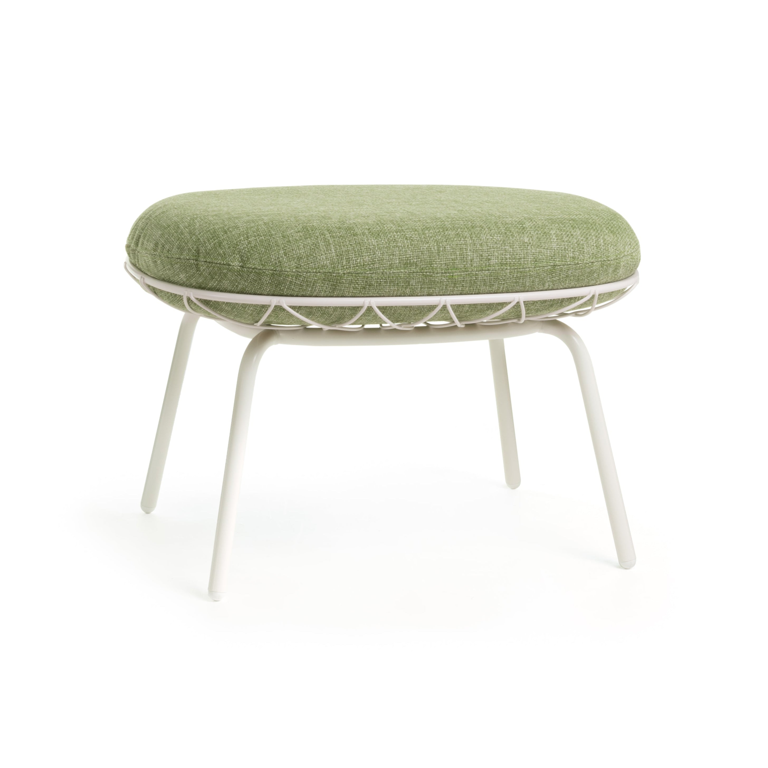 Outdoor pouf PIÑA green with a white base