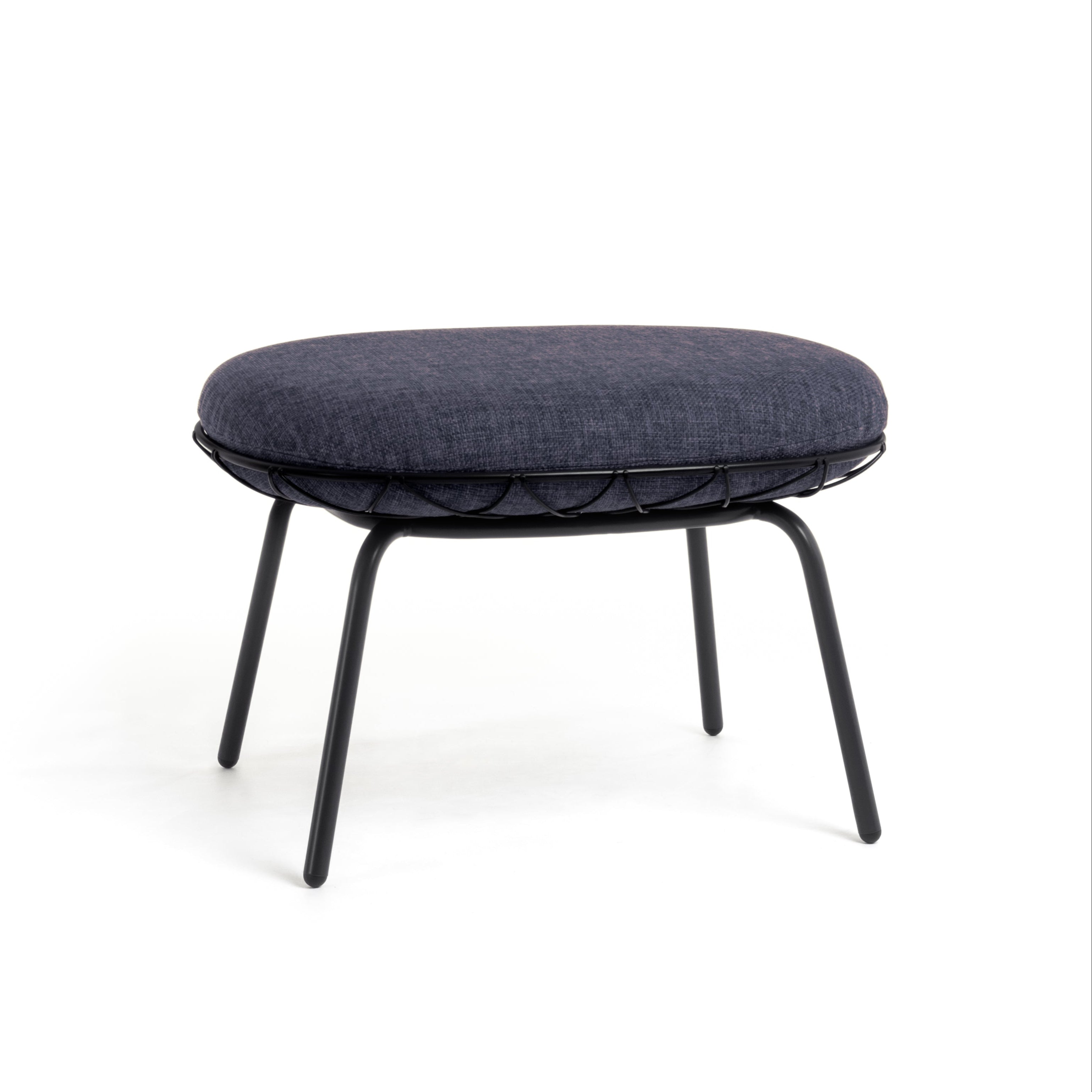 Outdoor pouf PIÑA navy blue with a black base