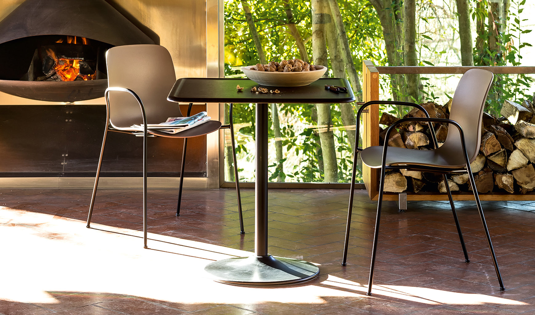 SUBSTANCE chair in black with a metal base