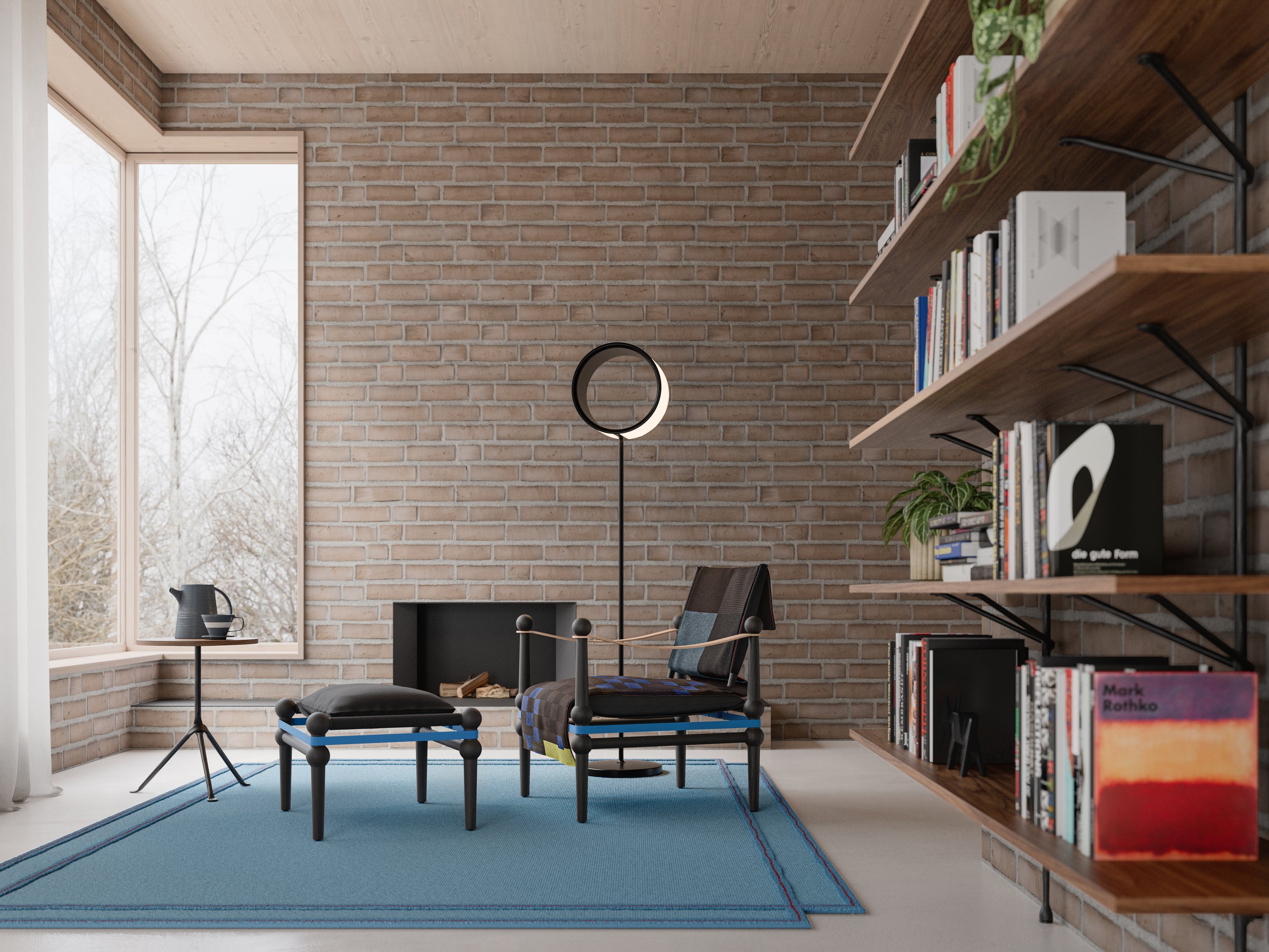 TWAIN personalisierter Ottoman mit schwarzem Buchensockel