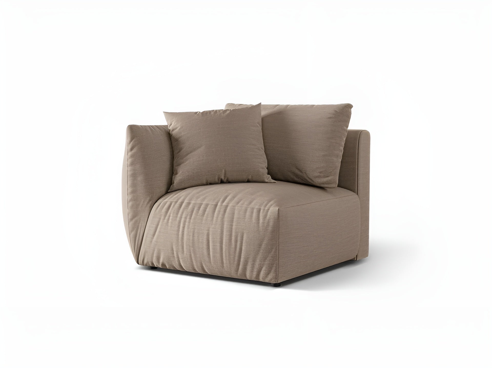 Modulares Sofa CHRIS - linkes Element aus sandfarbenem Chenille