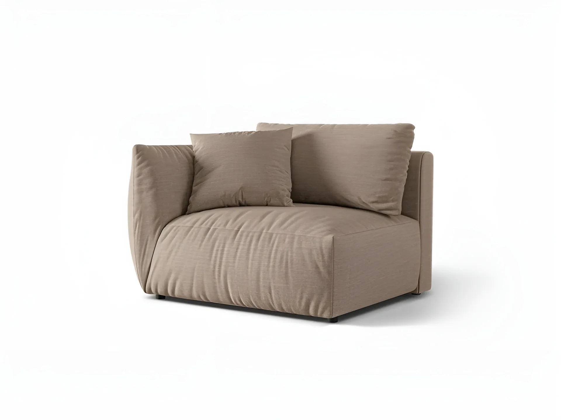 Modulares Sofa CHRIS - breites Element links in sandfarbenem Chenille