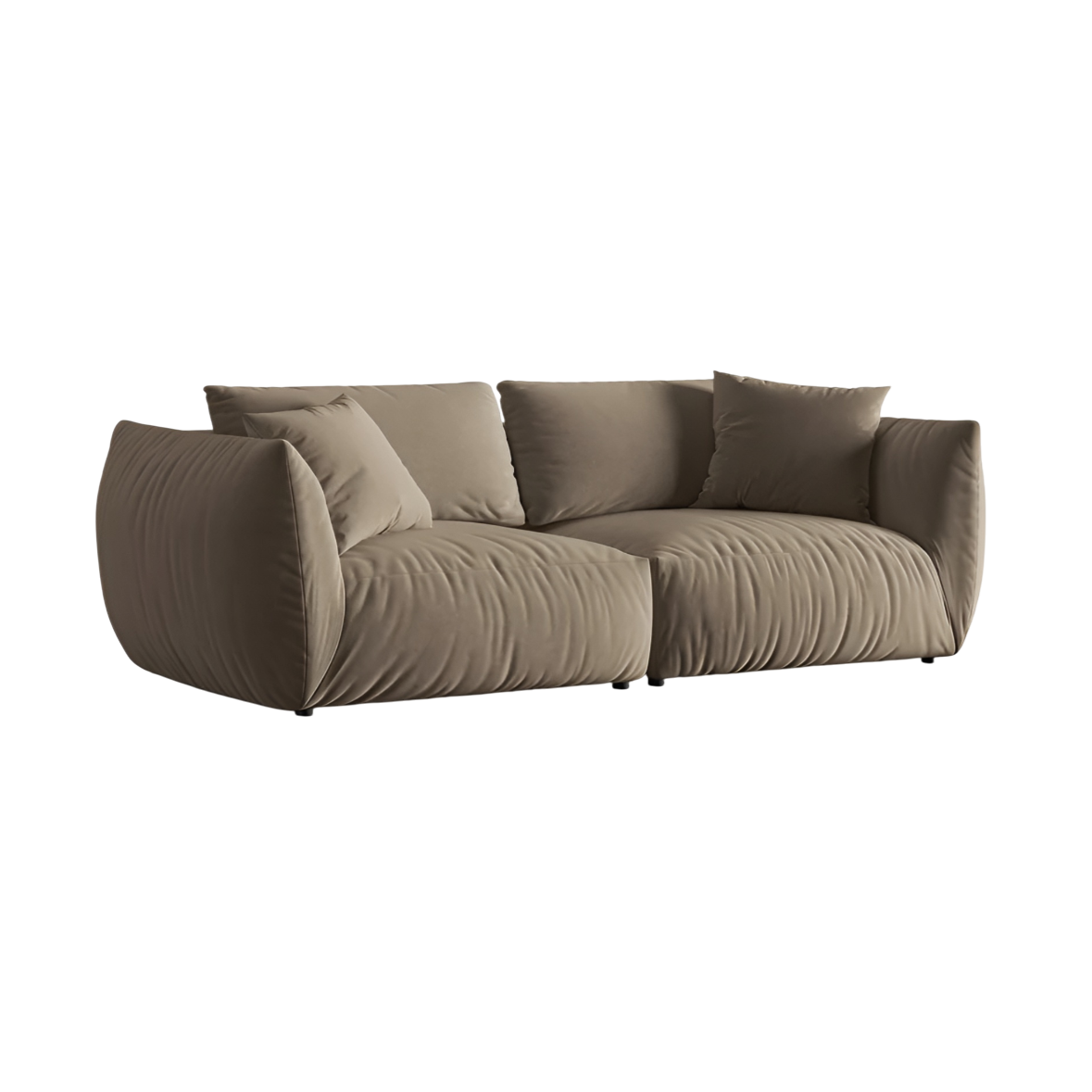 Sofa aus Samt für 4 Personen CHRIS hellbraun