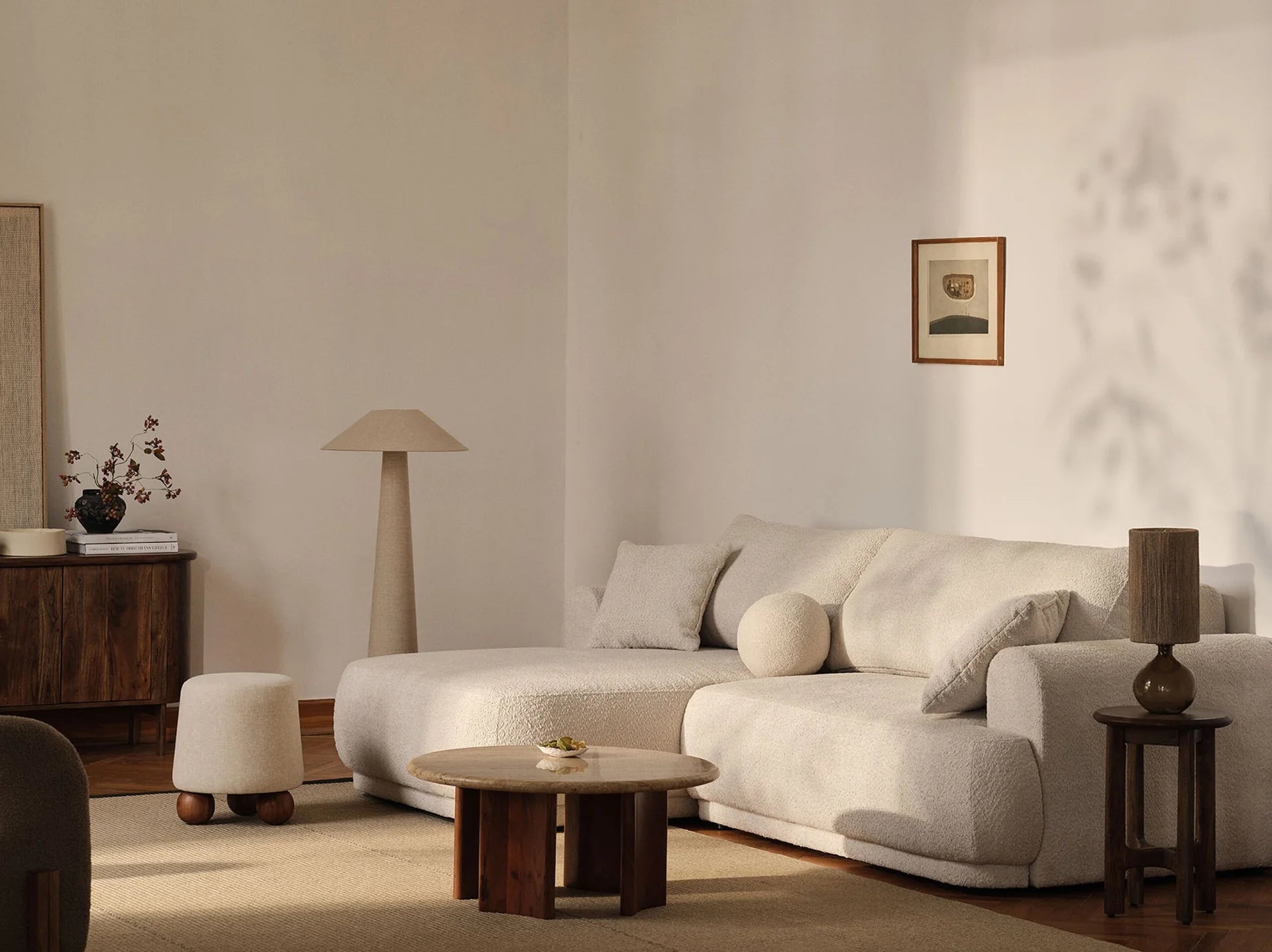 Samt linke Ecke mit Ella Light Beige Schlaffunktion