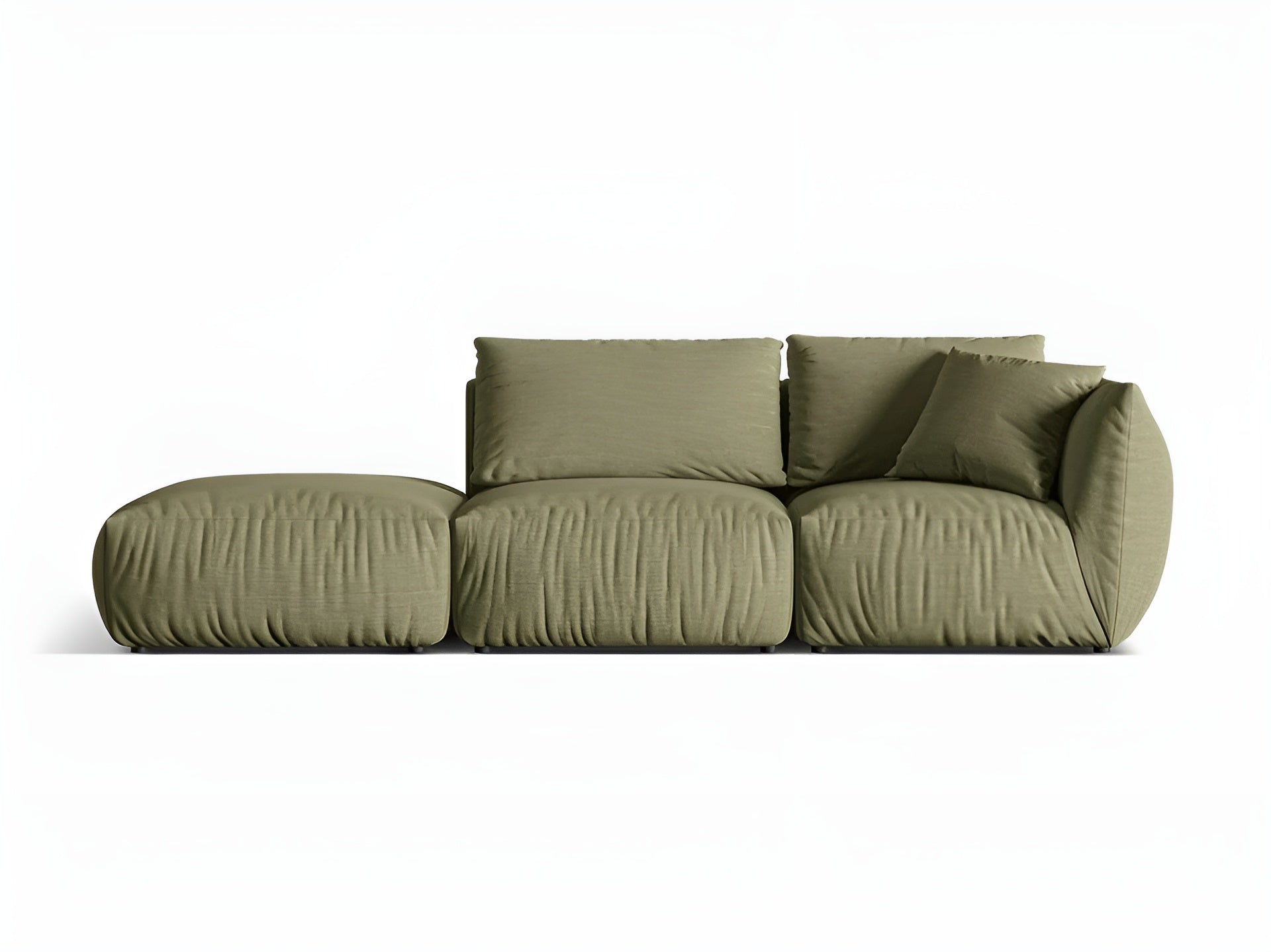 Modulares 3-Sitzer Sofa links CHRIS hellgrüner Chenille