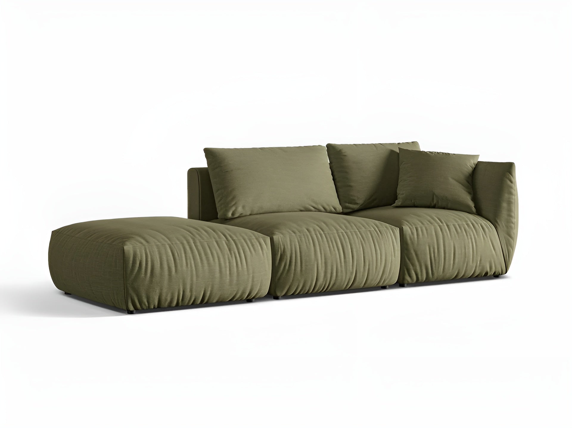 Modulares 3-Sitzer Sofa links CHRIS hellgrüner Chenille