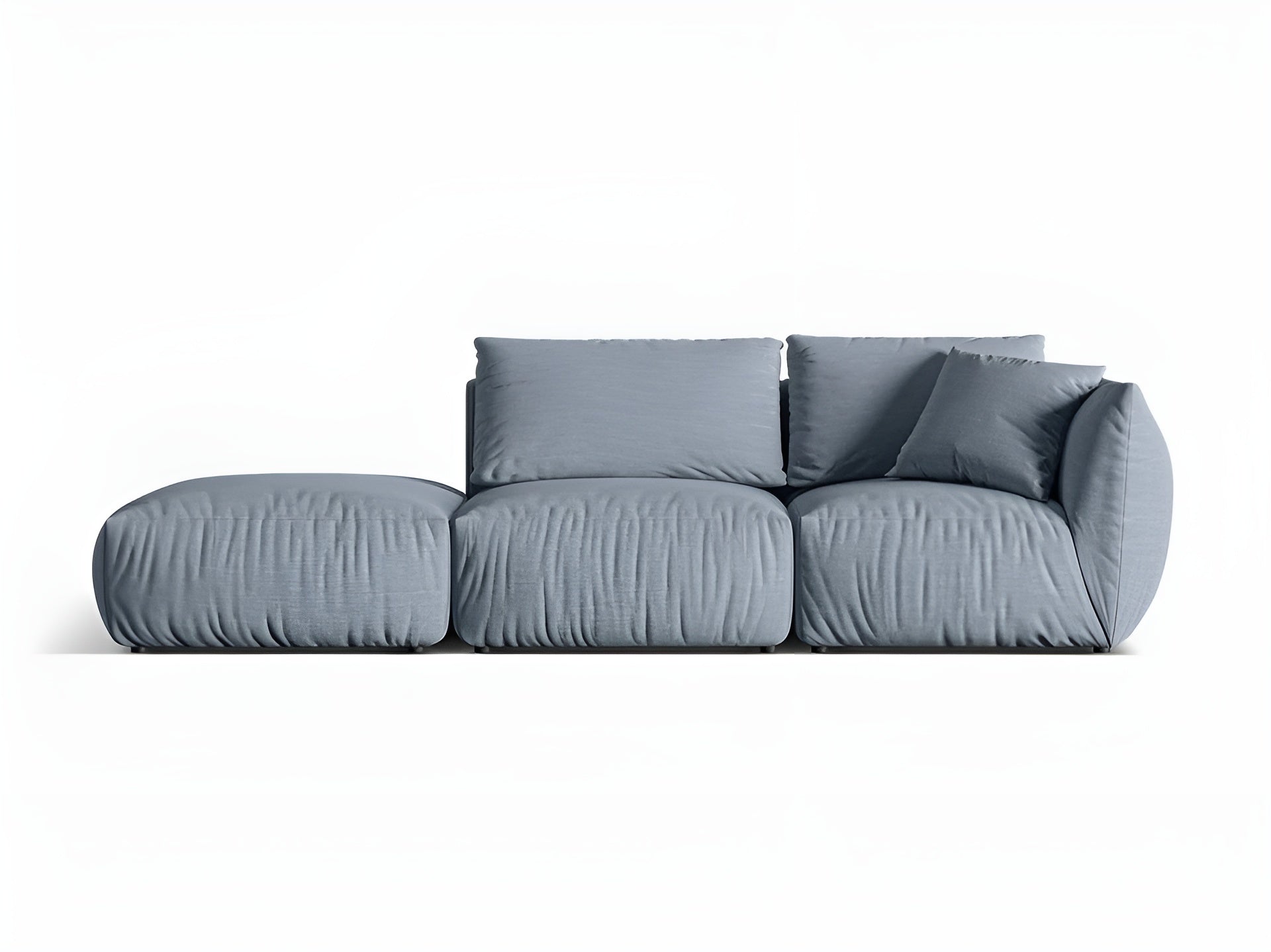 Left-facing 3-seater modular sofa CHRIS light blue chenille