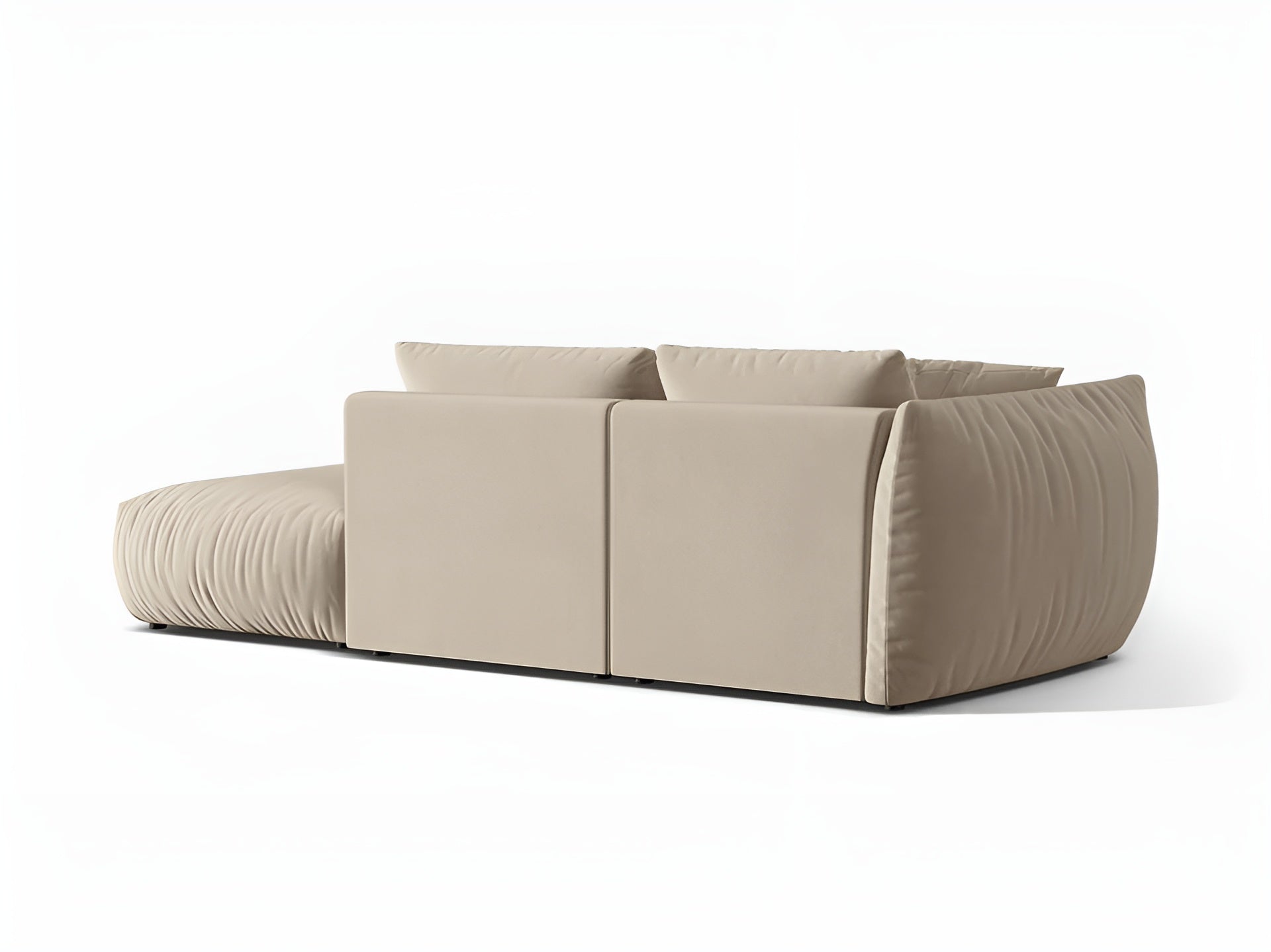 Ecru 3-Seater Right-Hand Velvet Modular Sofa CHRIS