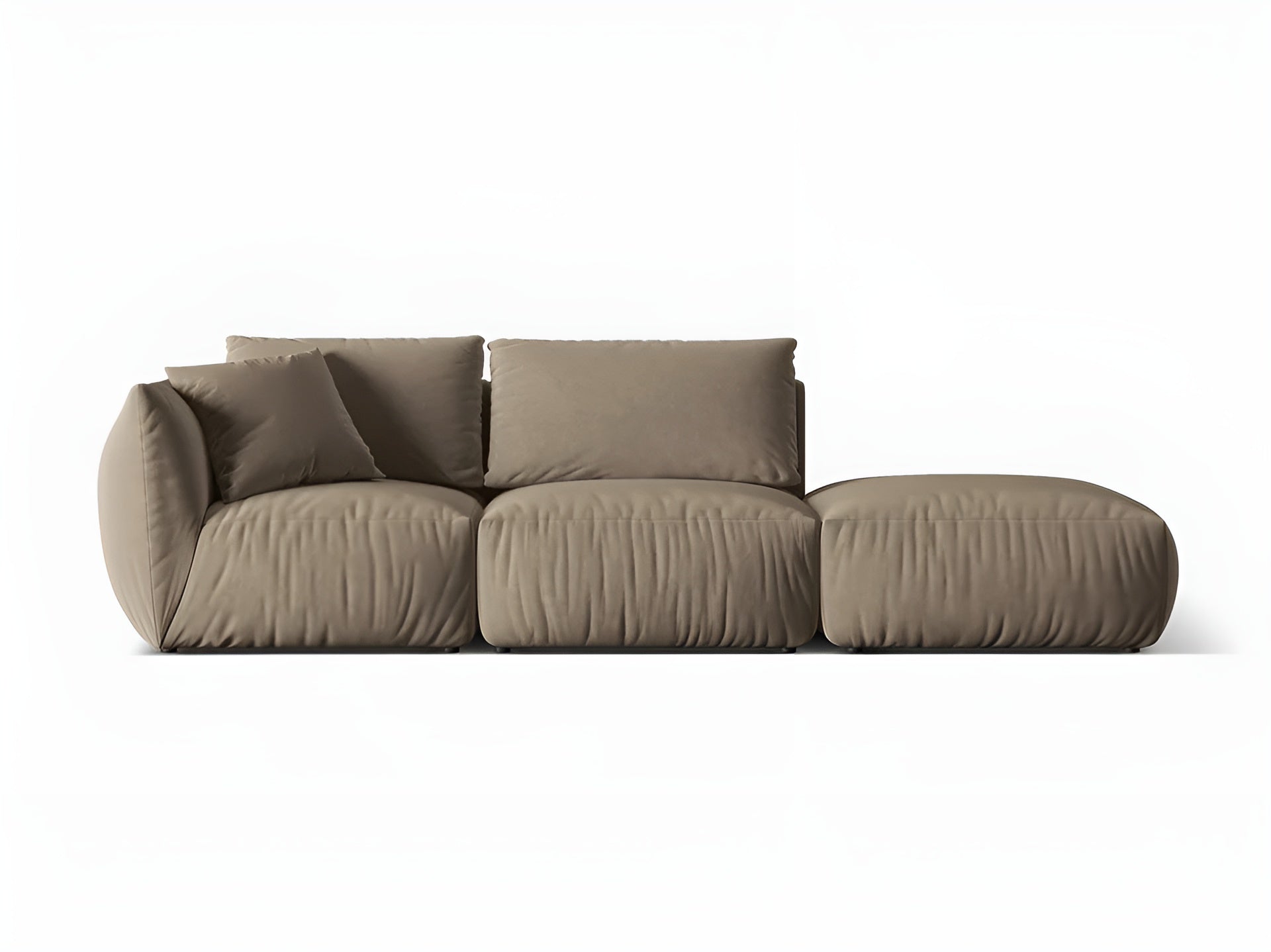 Modulares Samtsofa für 3 Personen, rechtsseitig CHRIS in hellbraun