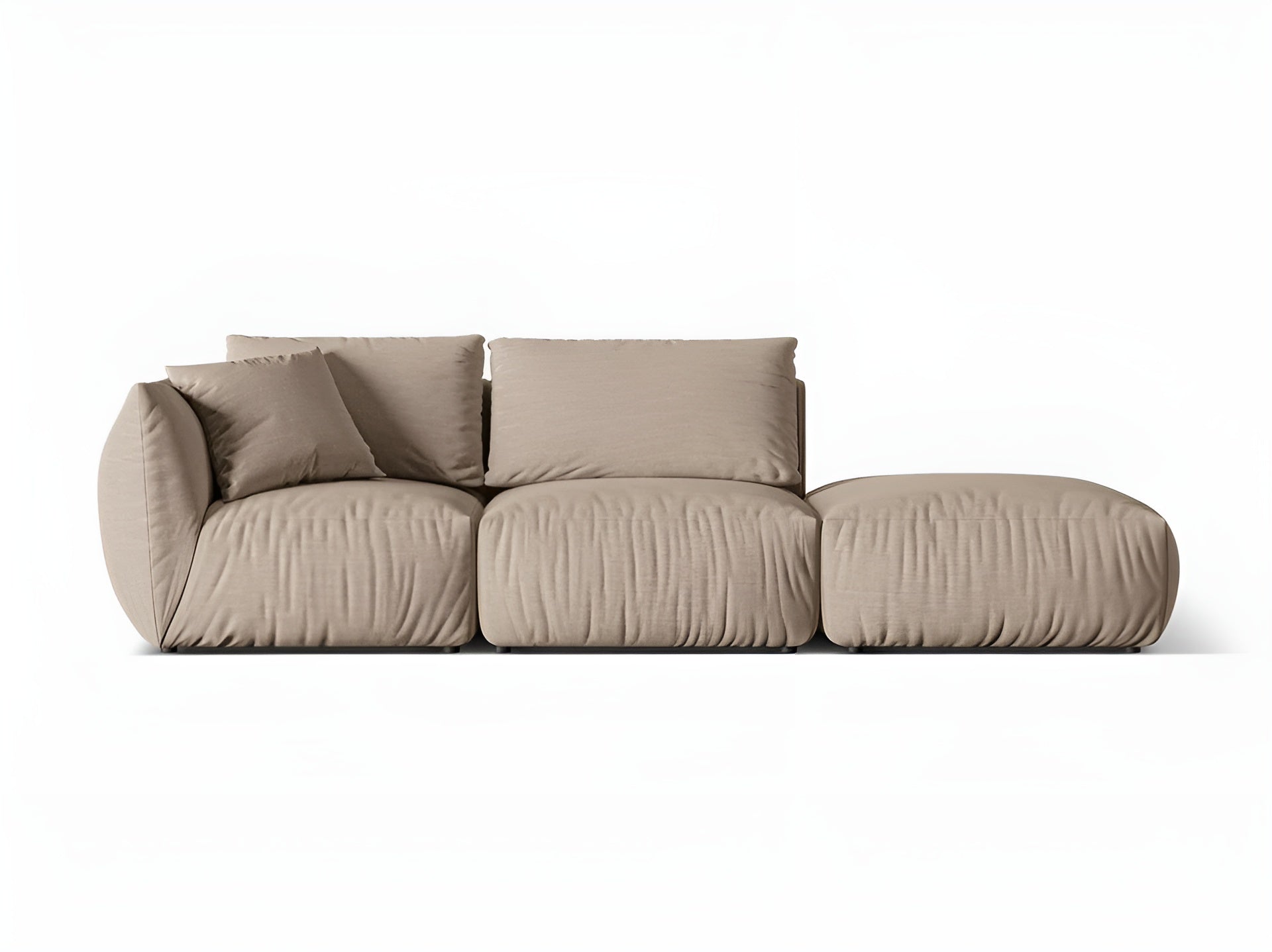 Modulares 3-Sitzer-Sofa rechts CHRIS sandfarbener Chenille