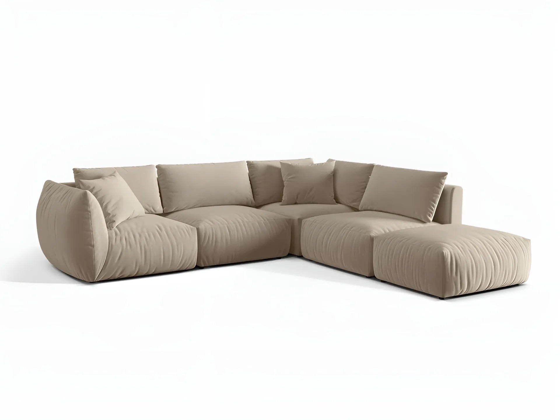 Modulares Samtsofa für 4 Personen, rechtsseitig CHRIS ecru