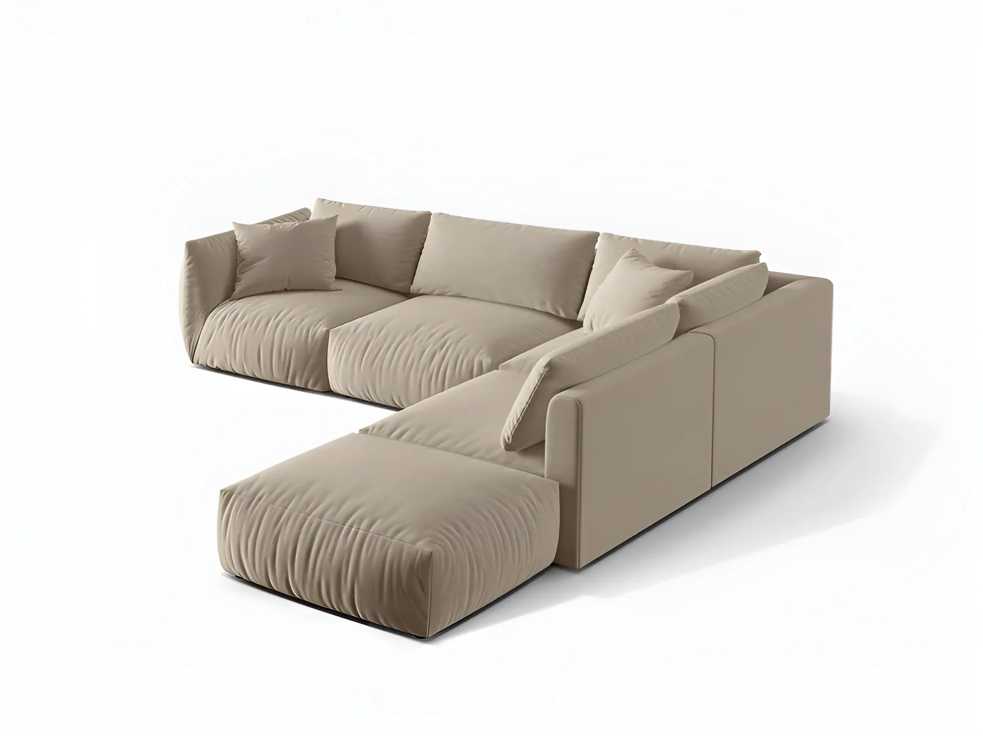 Modulares Samtsofa für 4 Personen, rechtsseitig CHRIS ecru