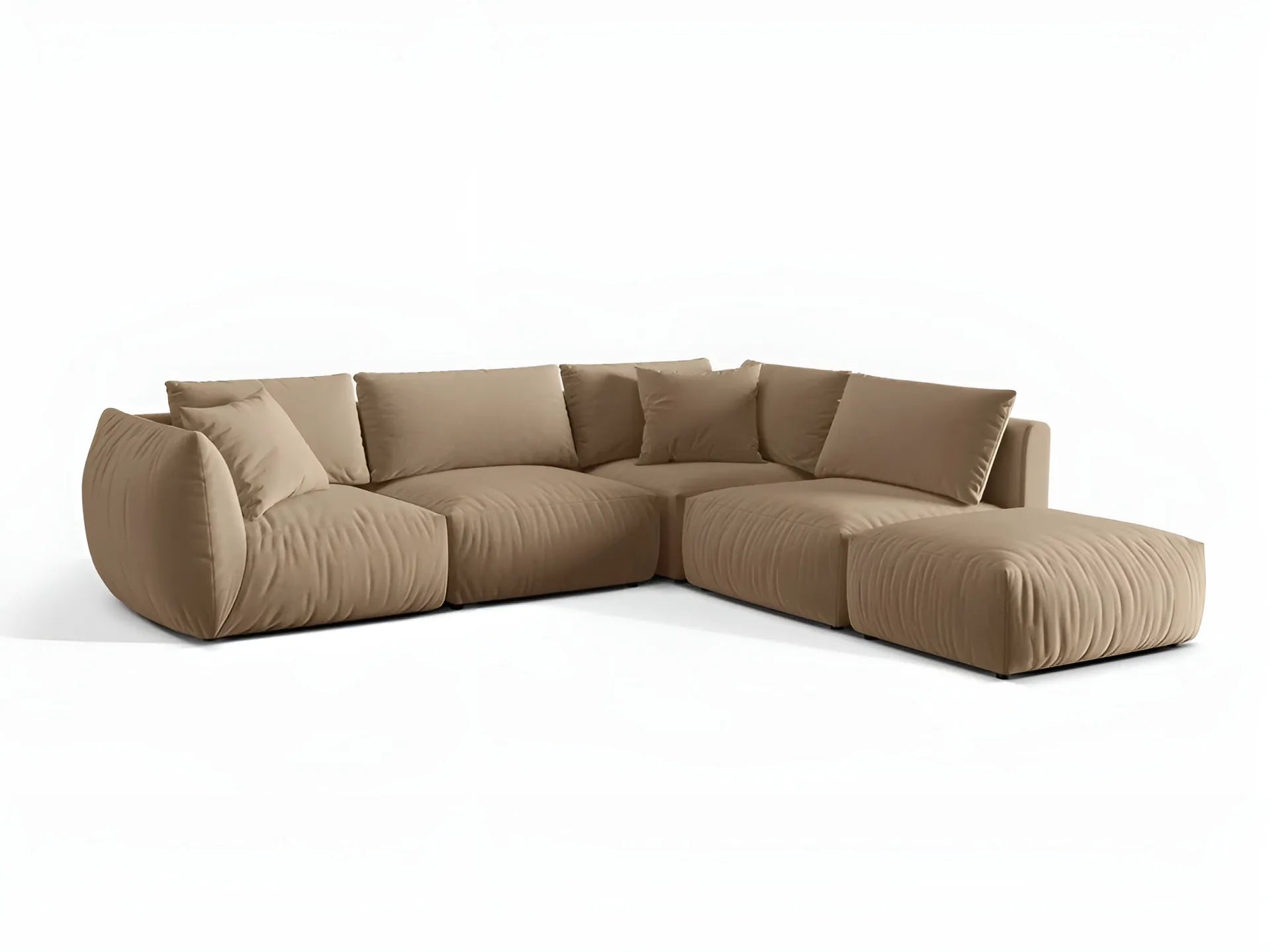 Modulares Samtsofa für 4 Personen, rechtsseitig CHRIS, sandfarben