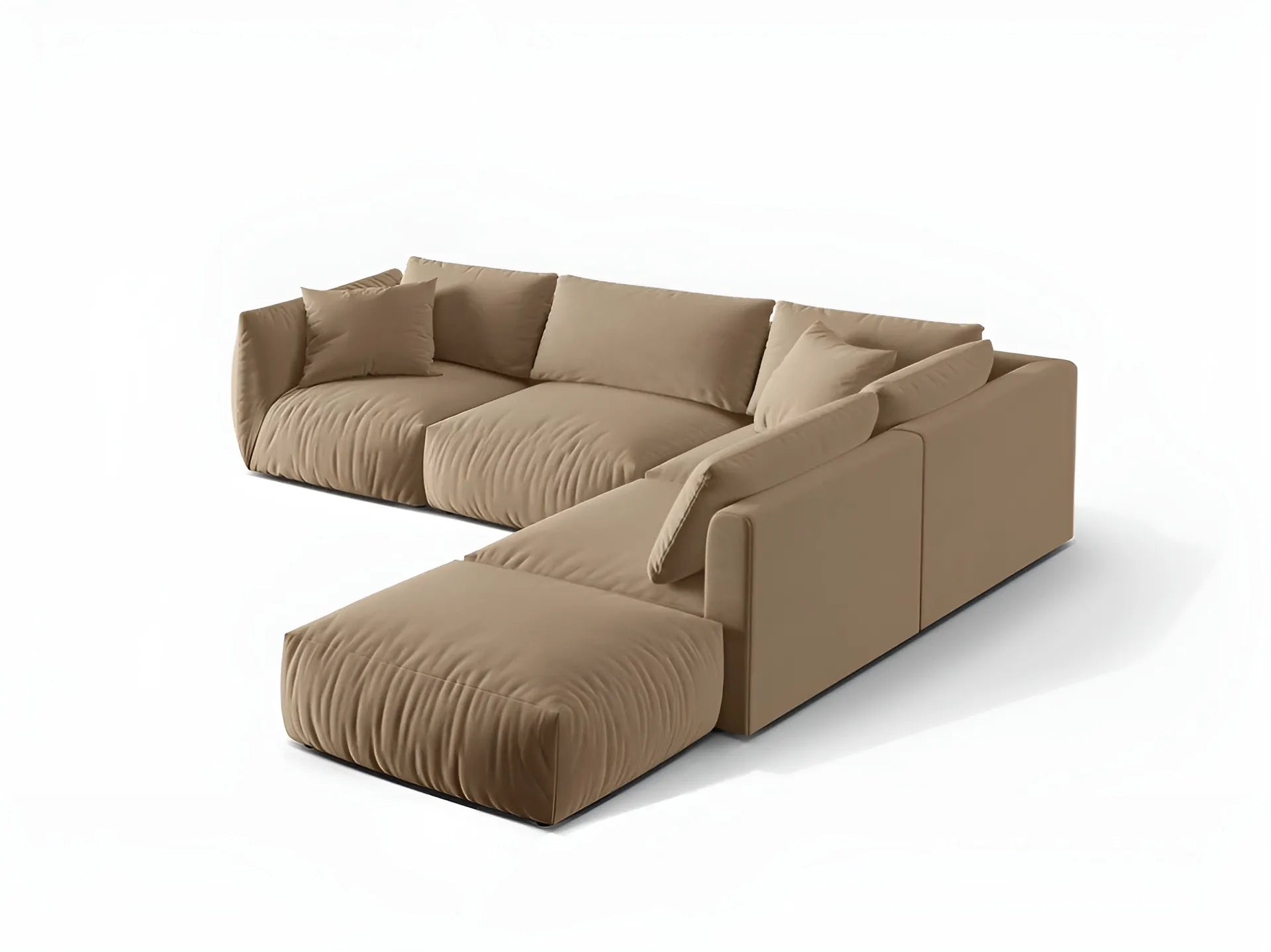 Modulares Samtsofa für 4 Personen, rechtsseitig CHRIS, sandfarben