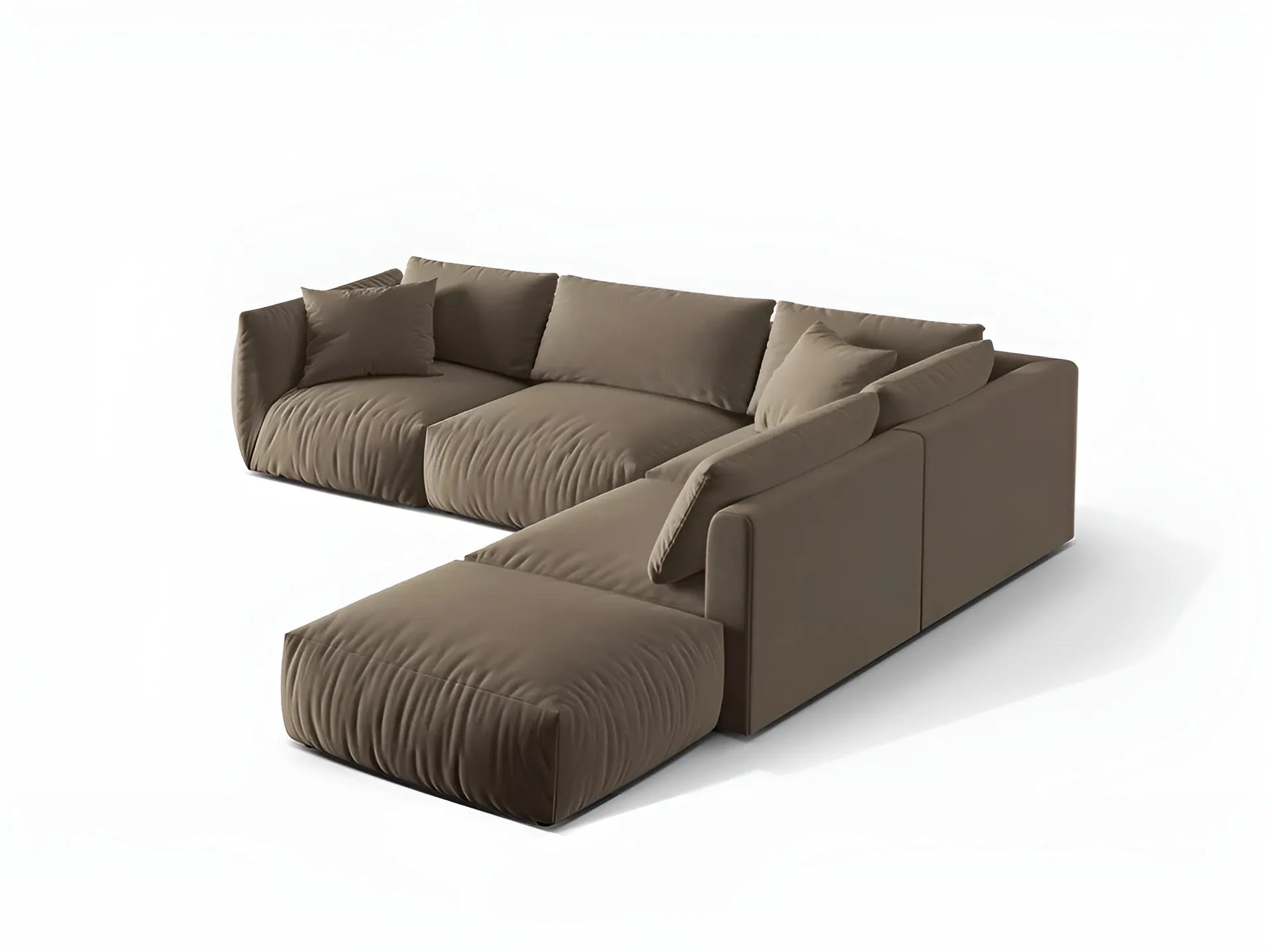 Modulares Samtsofa für 4 Personen, rechtsseitig CHRIS in hellbraun
