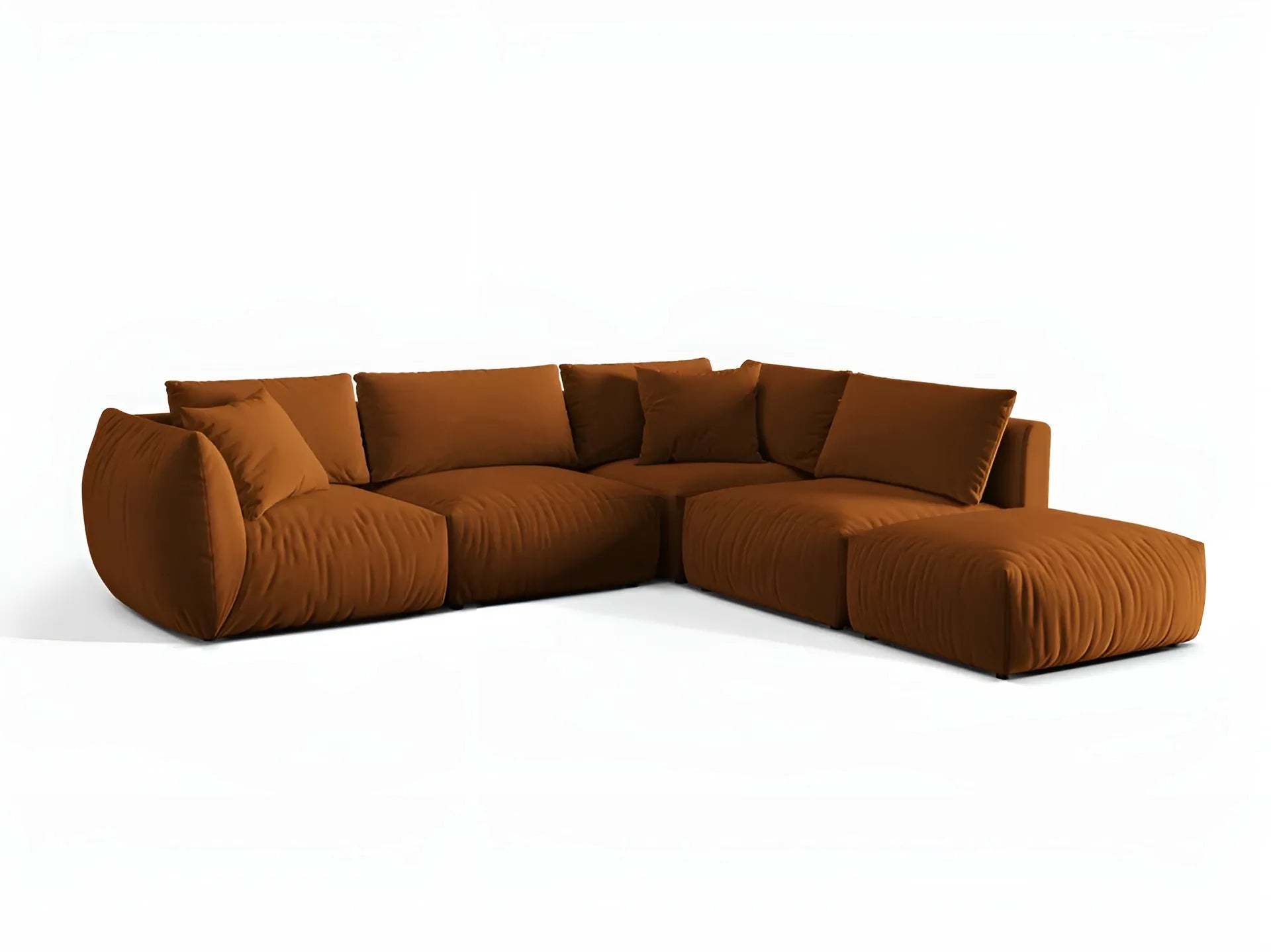 Modulares Samtsofa für 4 Personen, rechtsseitig CHRIS terrakotta