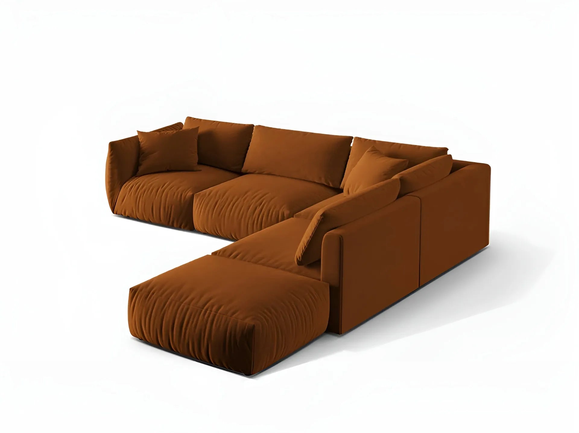 Modulares Samtsofa für 4 Personen, rechtsseitig CHRIS terrakotta