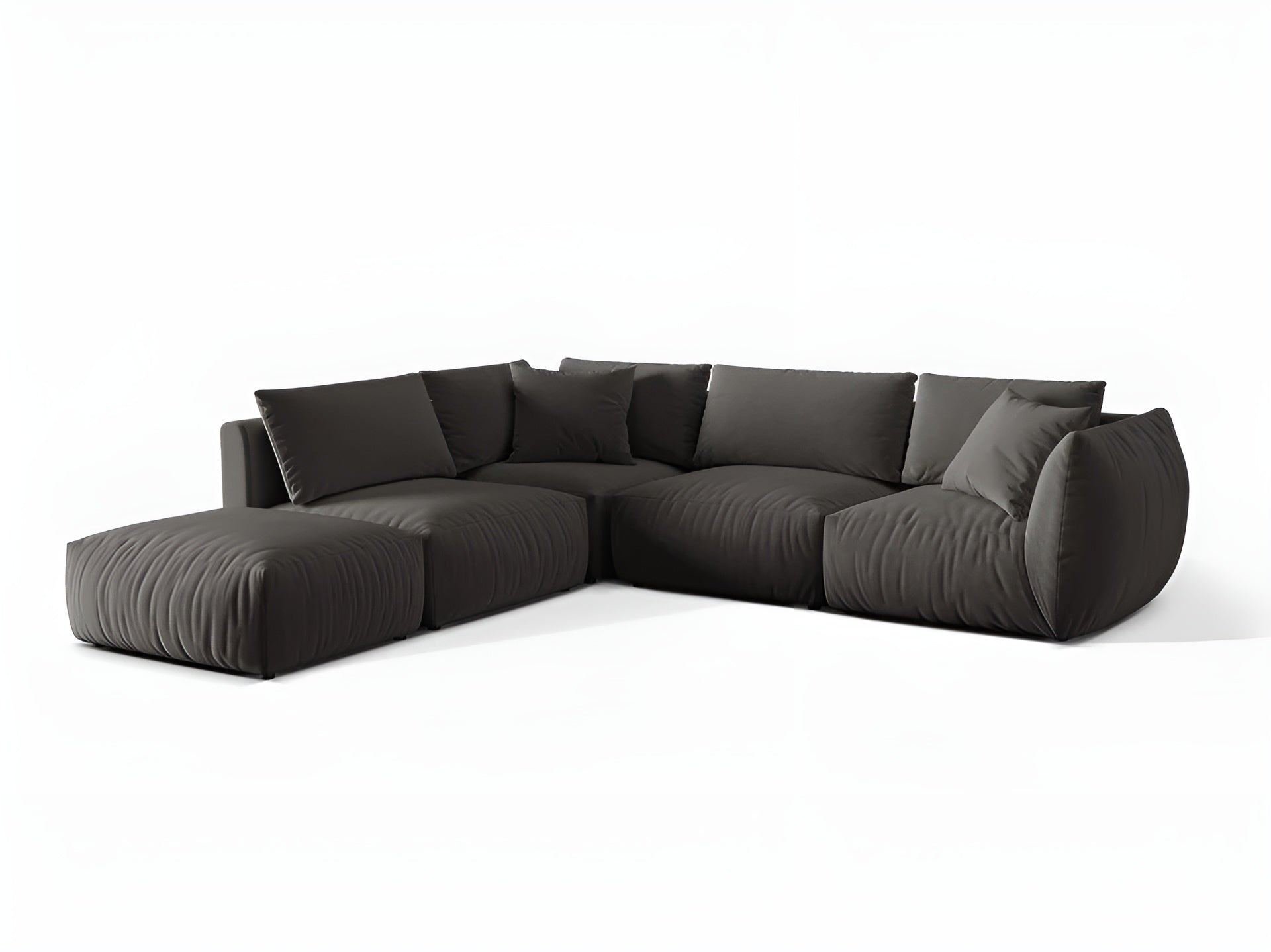 Velvet modular corner sofa for 4 people, left-sided, CHRIS, dark gray