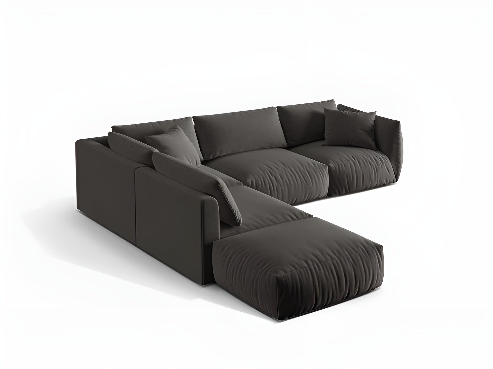 Velvet modular corner sofa for 4 people, left-sided, CHRIS, dark gray