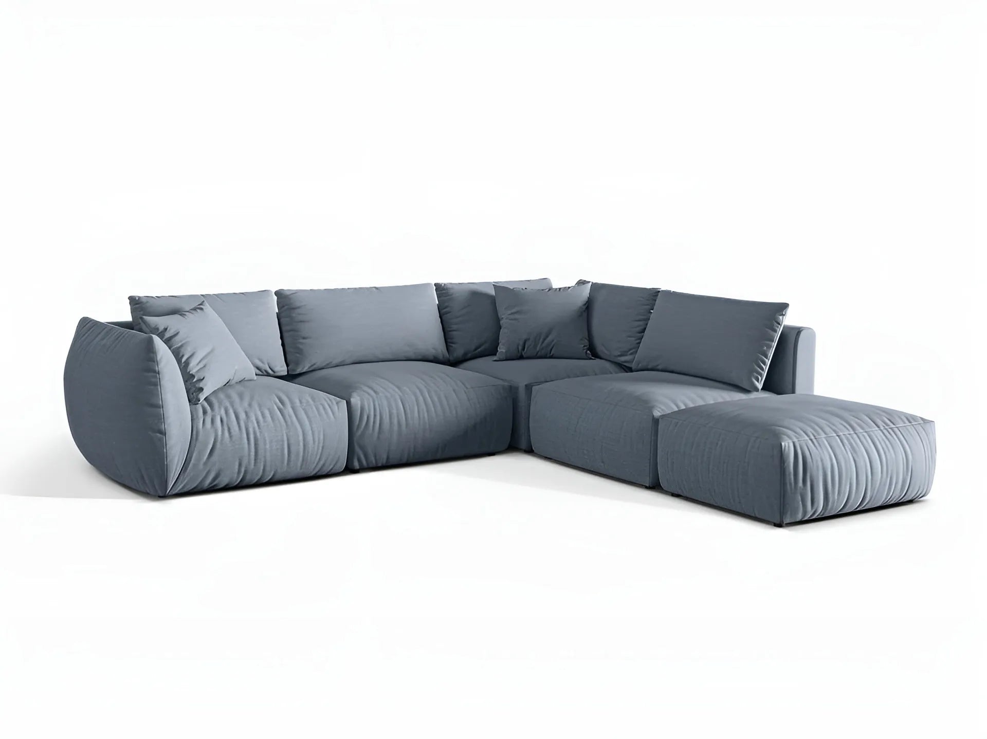 Modulares Ecksofa für 4 Personen rechts CHRIS hellblau Chenille