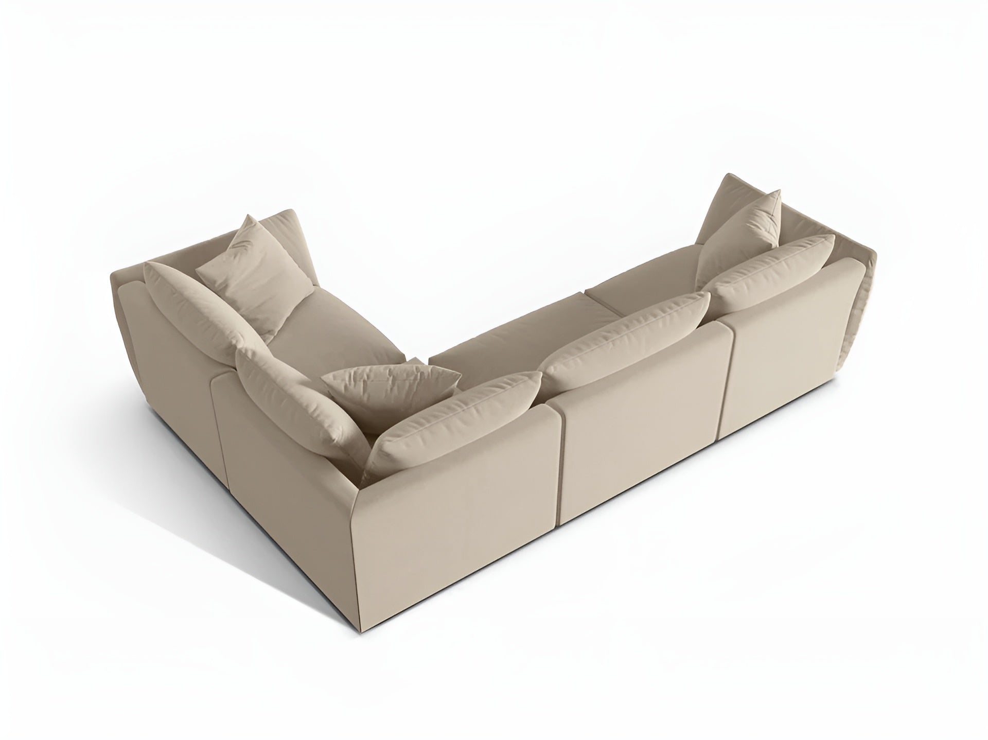 Velvet corner sofa for 4 people right-sided CHRIS ecru