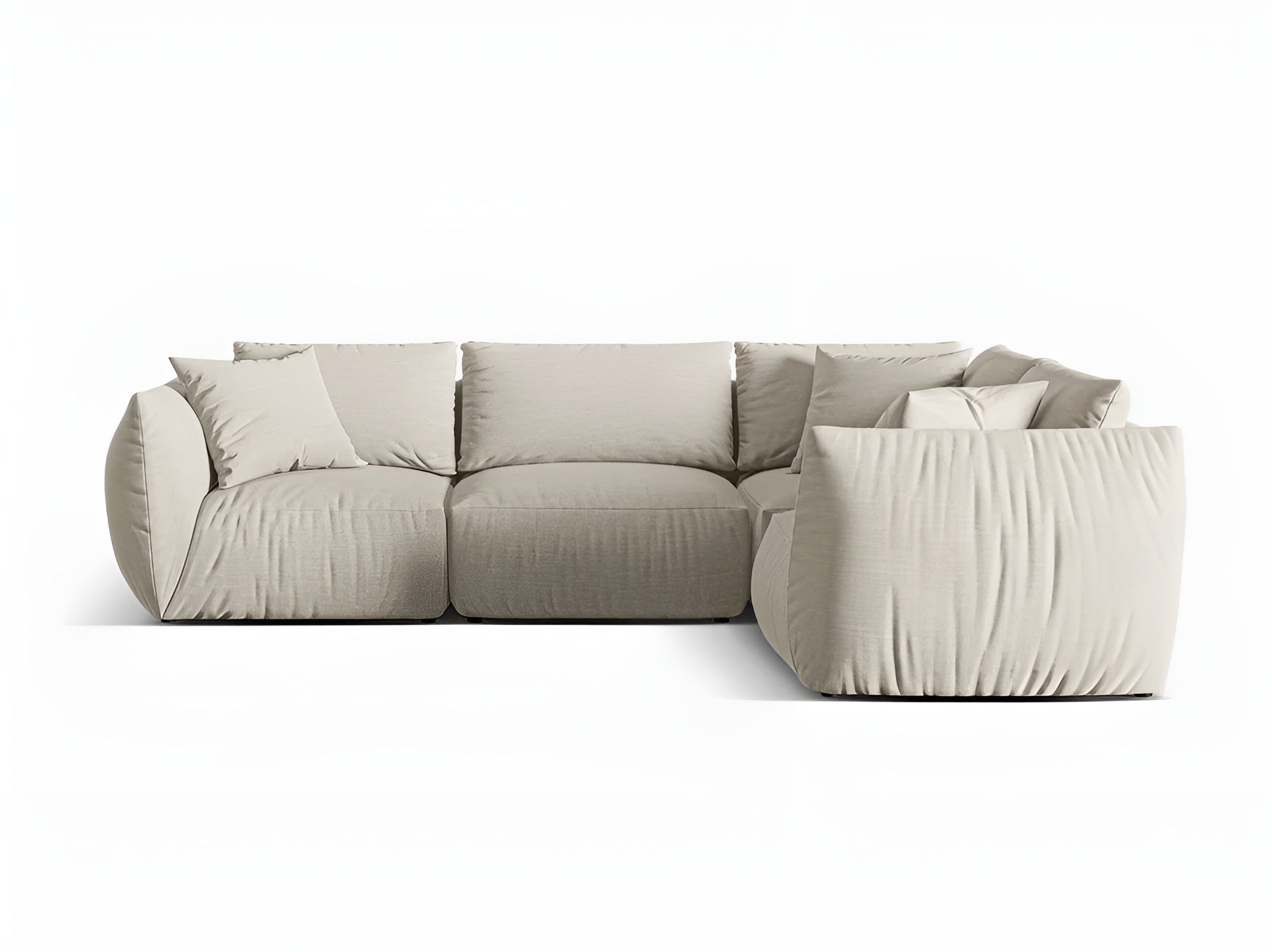 4-sitziger rechter Ecksofa CHRIS in cremefarbenem Chenille