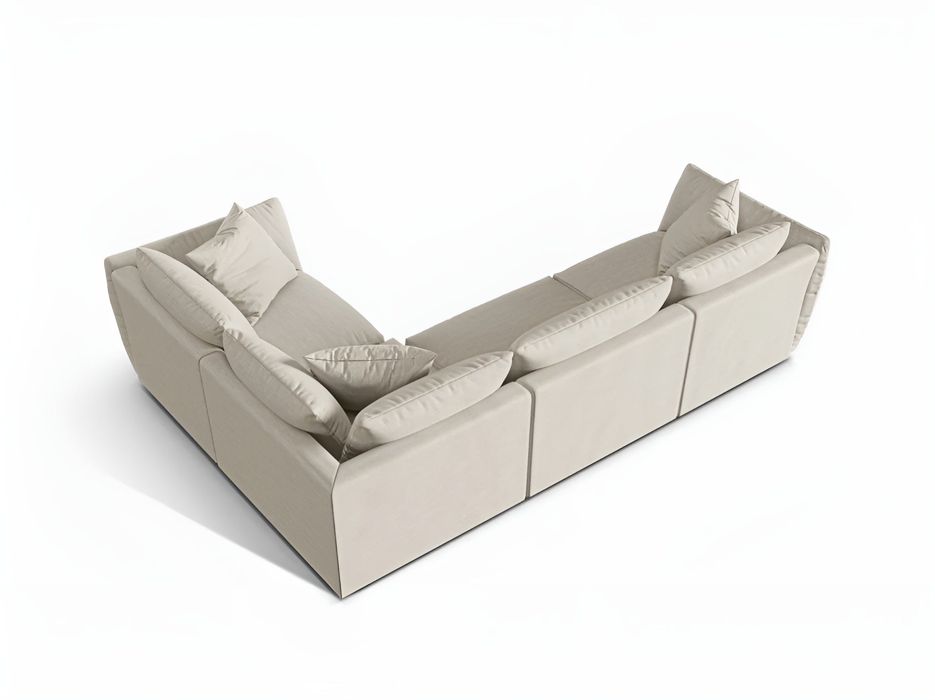 4-sitziger rechter Ecksofa CHRIS in cremefarbenem Chenille