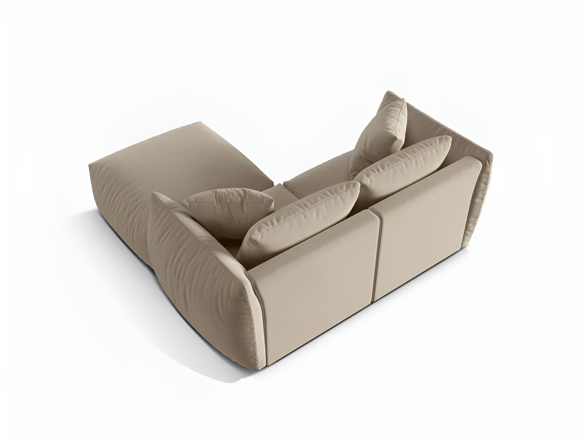 Left-facing velvet corner sofa CHRIS ecru