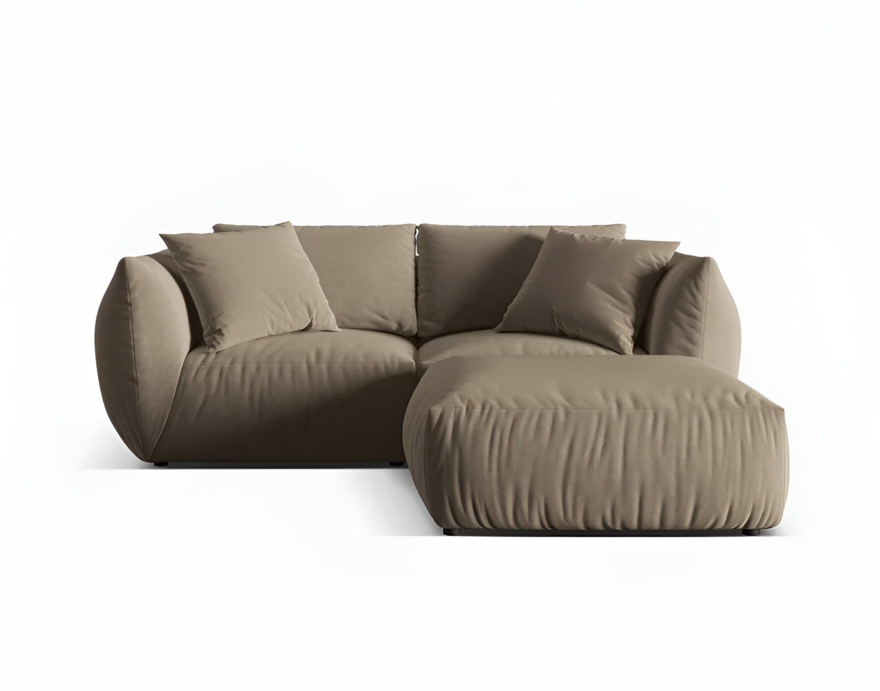 Left-facing velvet corner sofa CHRIS light brown