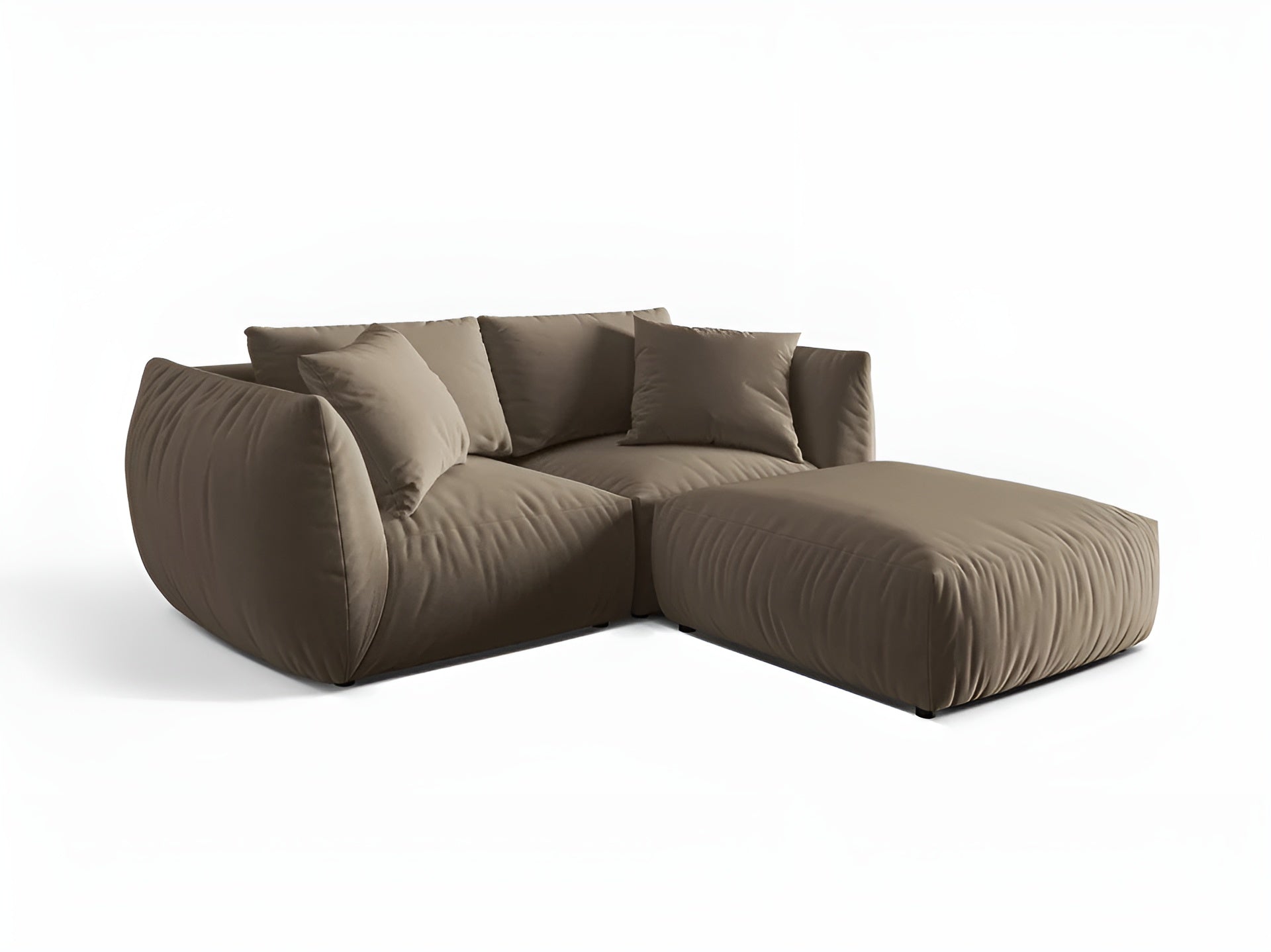 Left-facing velvet corner sofa CHRIS light brown