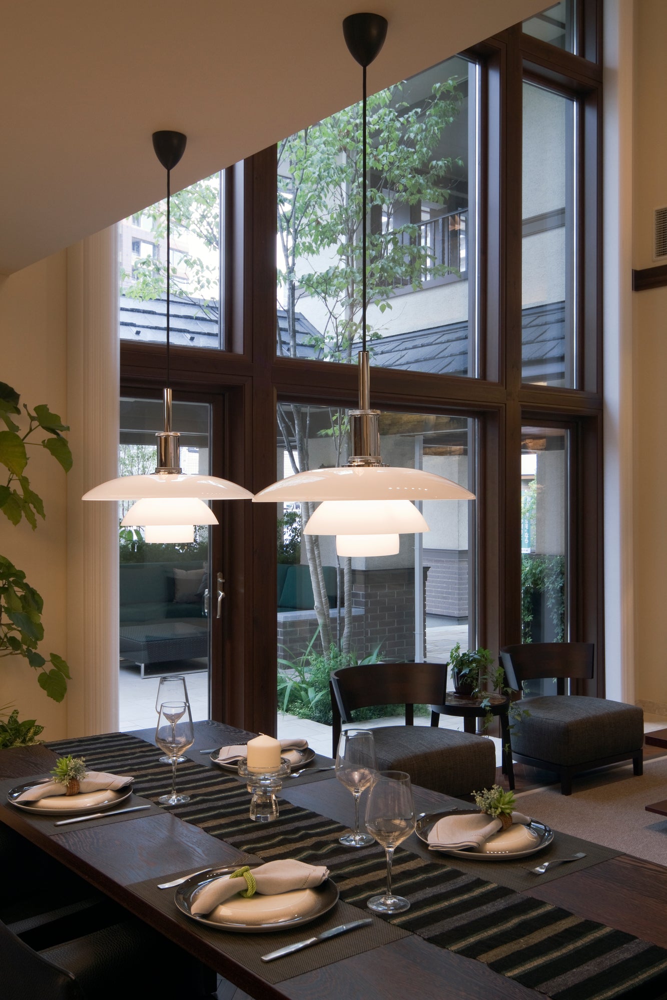 PH 4½-4 White Pendant Lamp with Chrome Finish