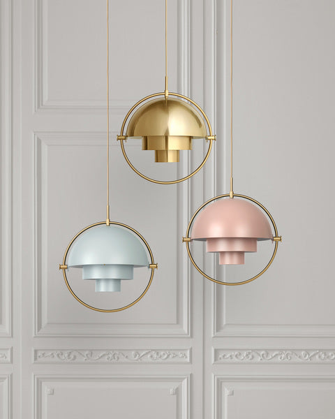 MULTI-LITE rosa Pendelleuchte mit Messing