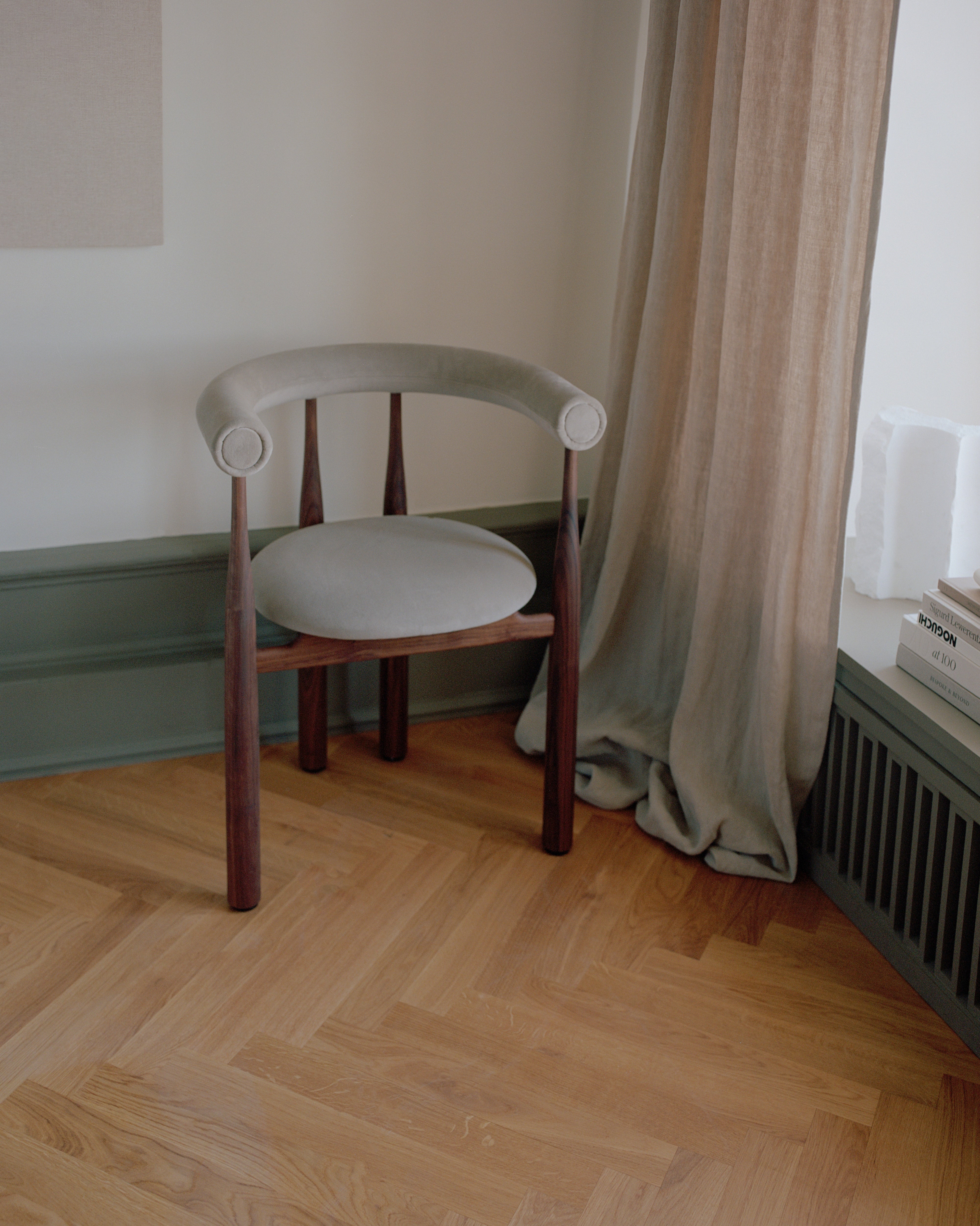 BUKOWSKI FULLY upholstered chair with walnut base