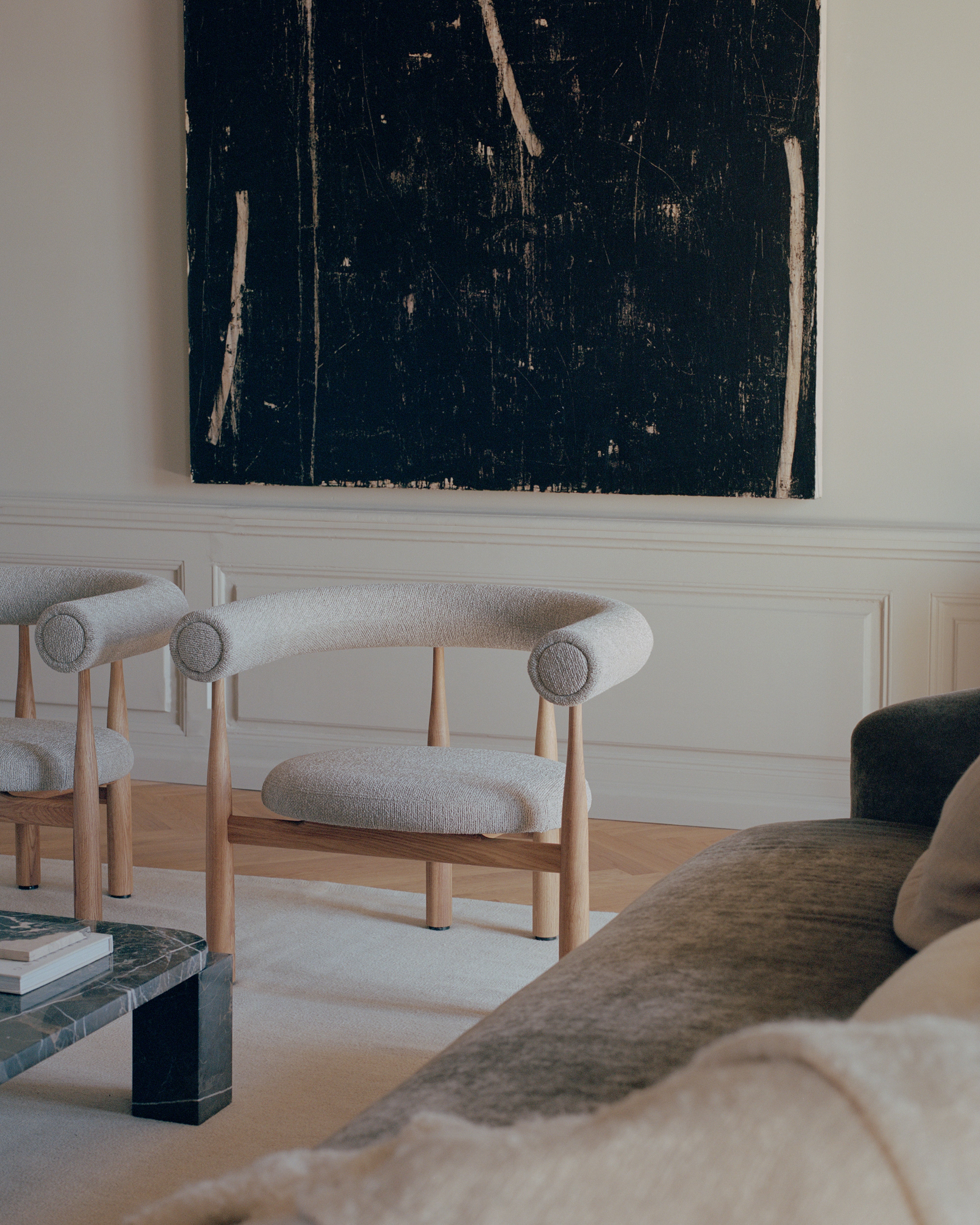 BUKOWSKI upholstered armchair with oak base