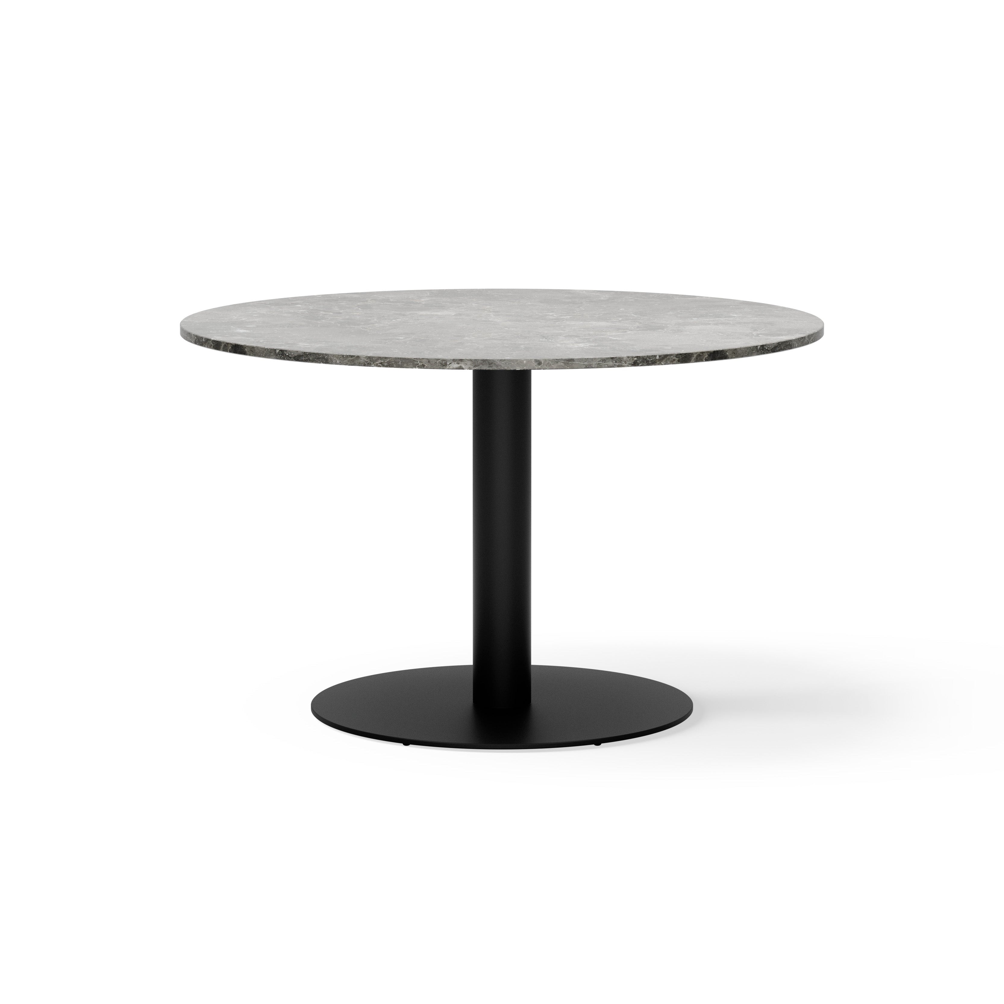 Round Bar Table FLORENCE Gray Marble with Black Base