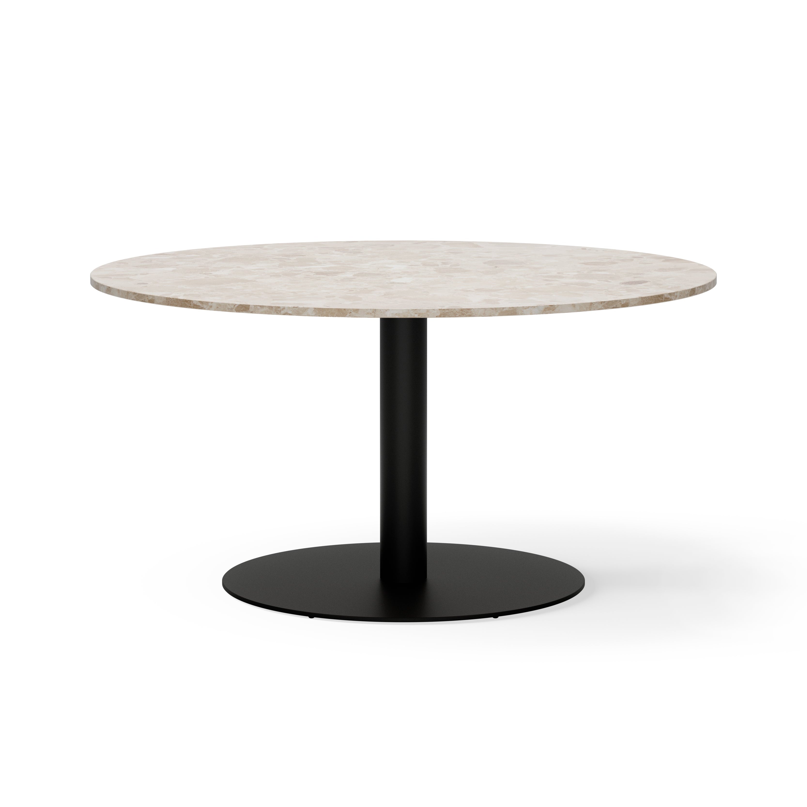 Round Bar Table FLORENCE Beige Marble with Black Base