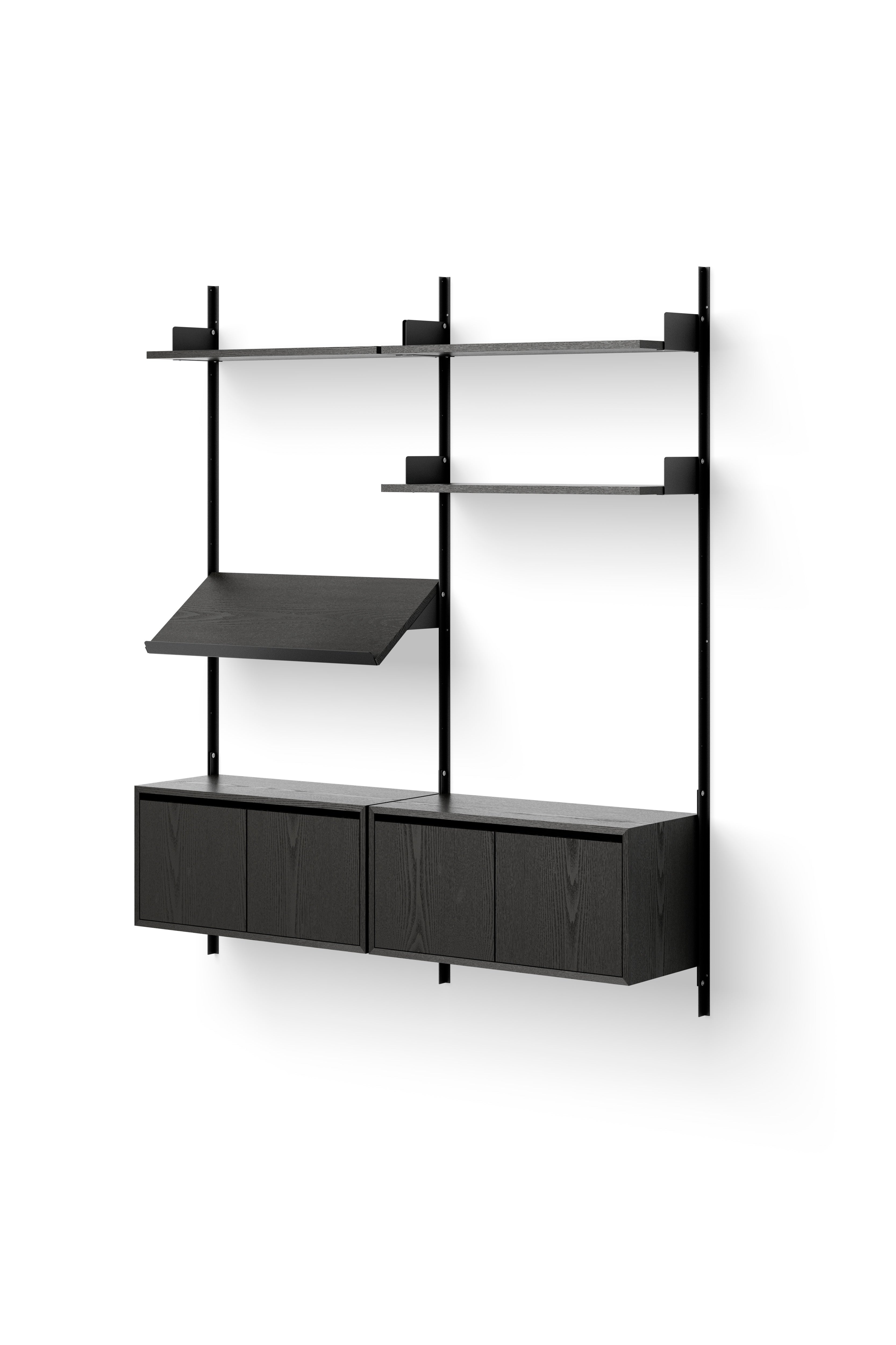 Hanging cabinet with new works door black ash veneer
