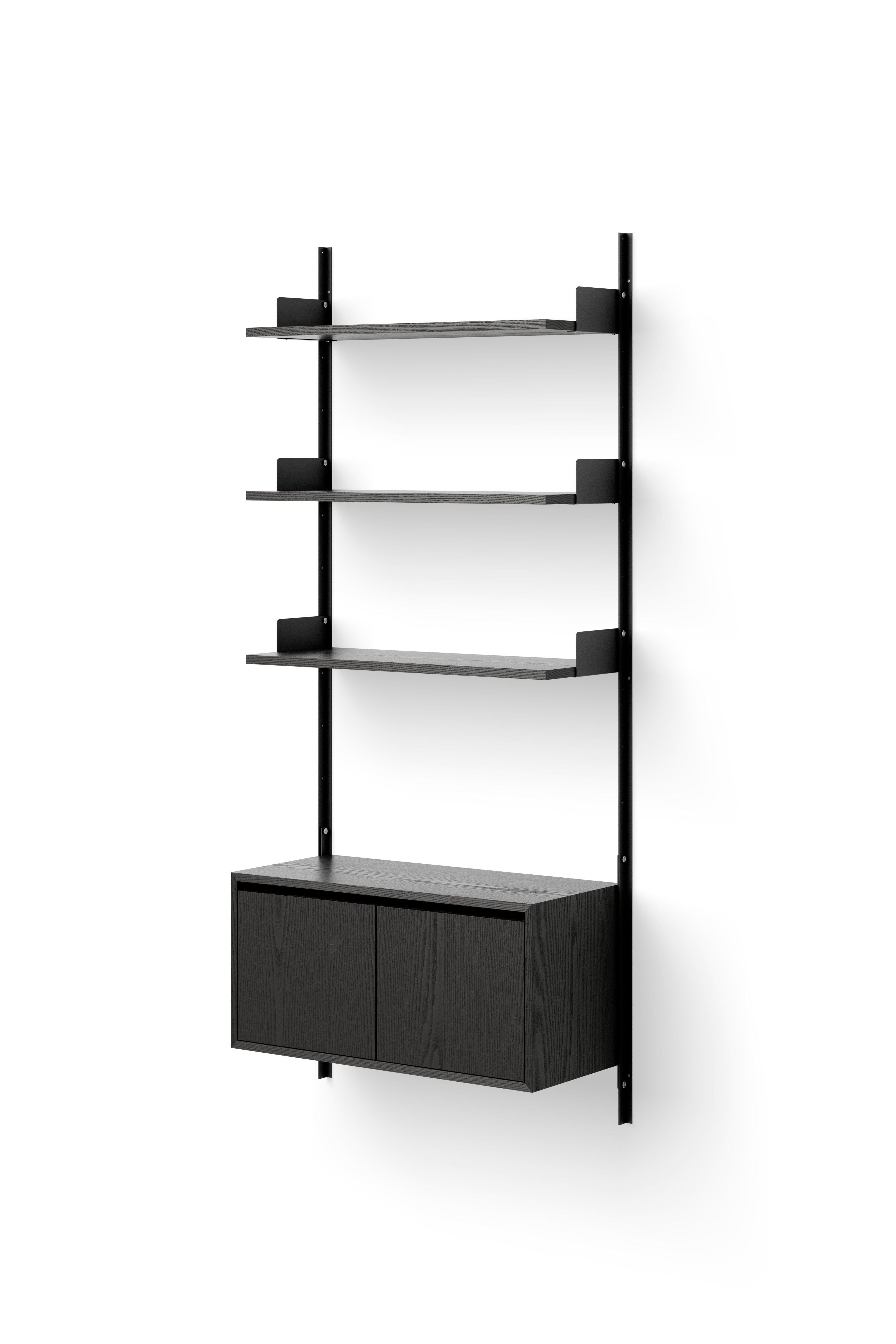 Hanging cabinet with new works door black ash veneer