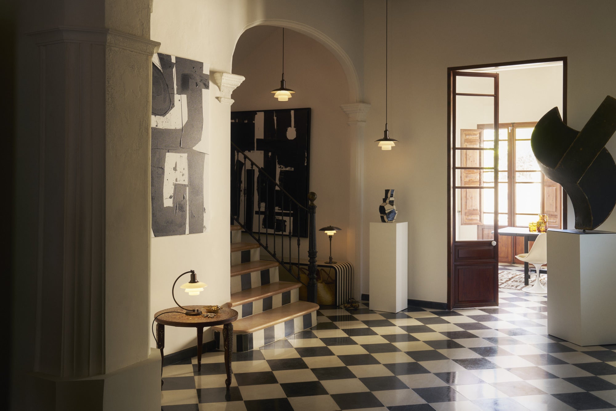 Pendelleuchte PH 3/3 weiß mit schwarzer matter Oberfläche