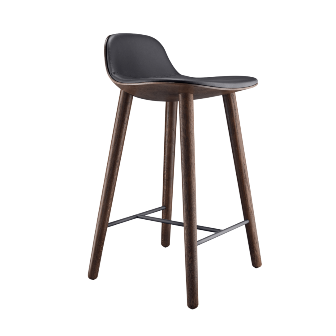 YUUGA stool black with brown base