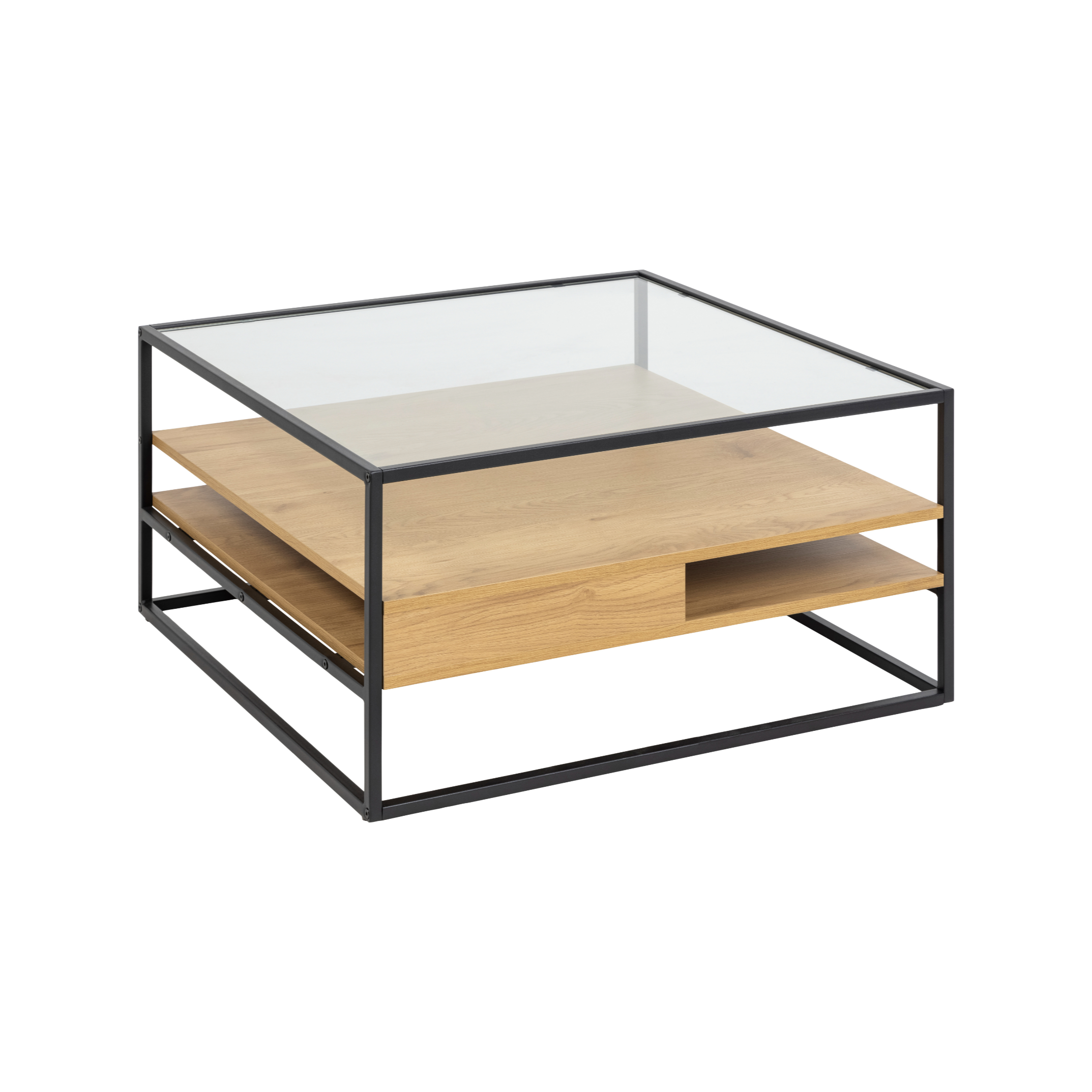 RANDOLF wooden coffee table with black frame