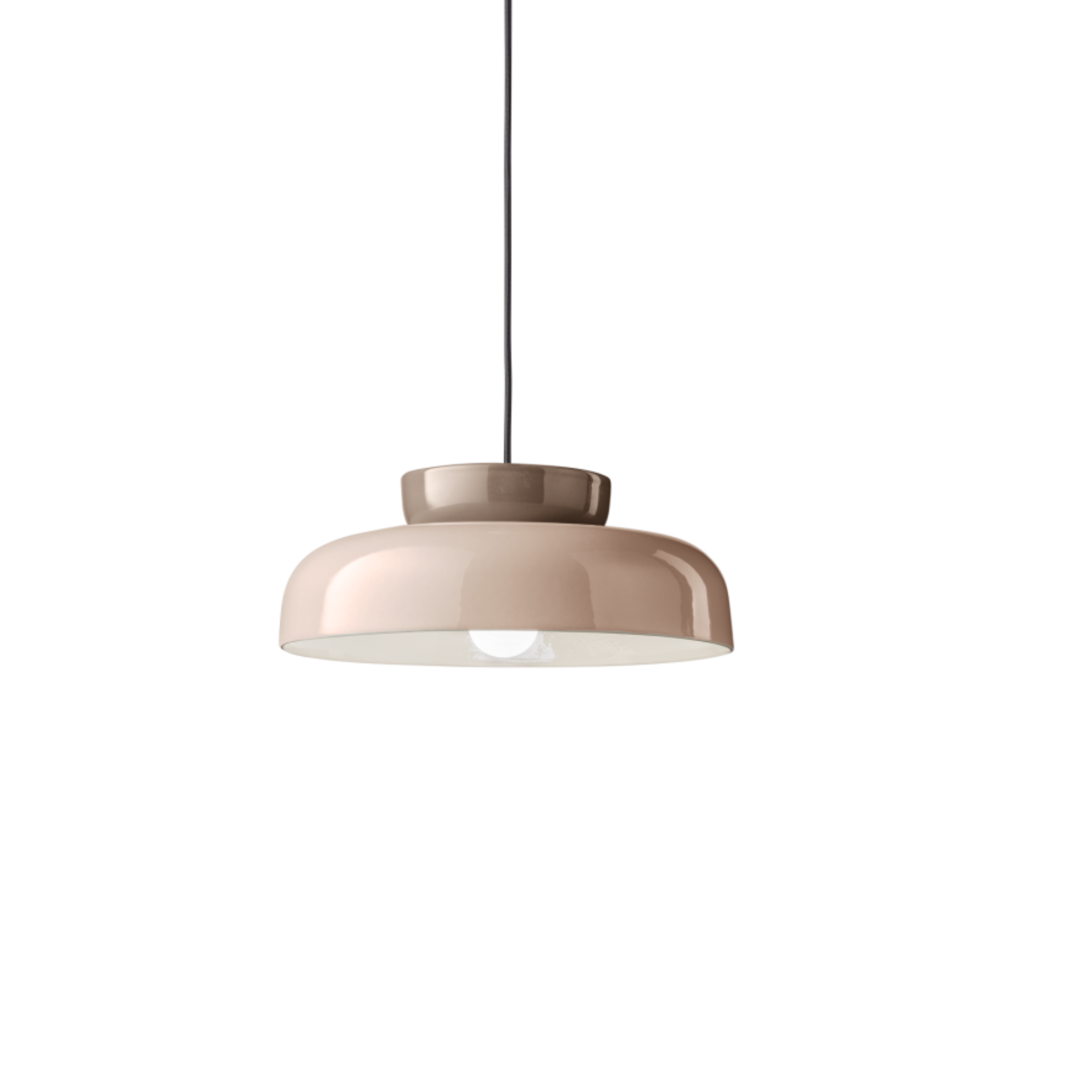 Beige ceramic pendant lamp MARACANÀ with mocha